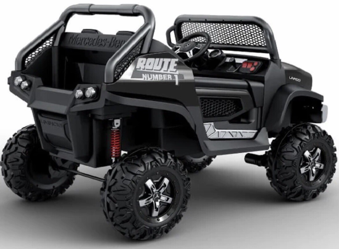 24v ride on Mercedes-Benz Unimog 4×4 Black UTV.