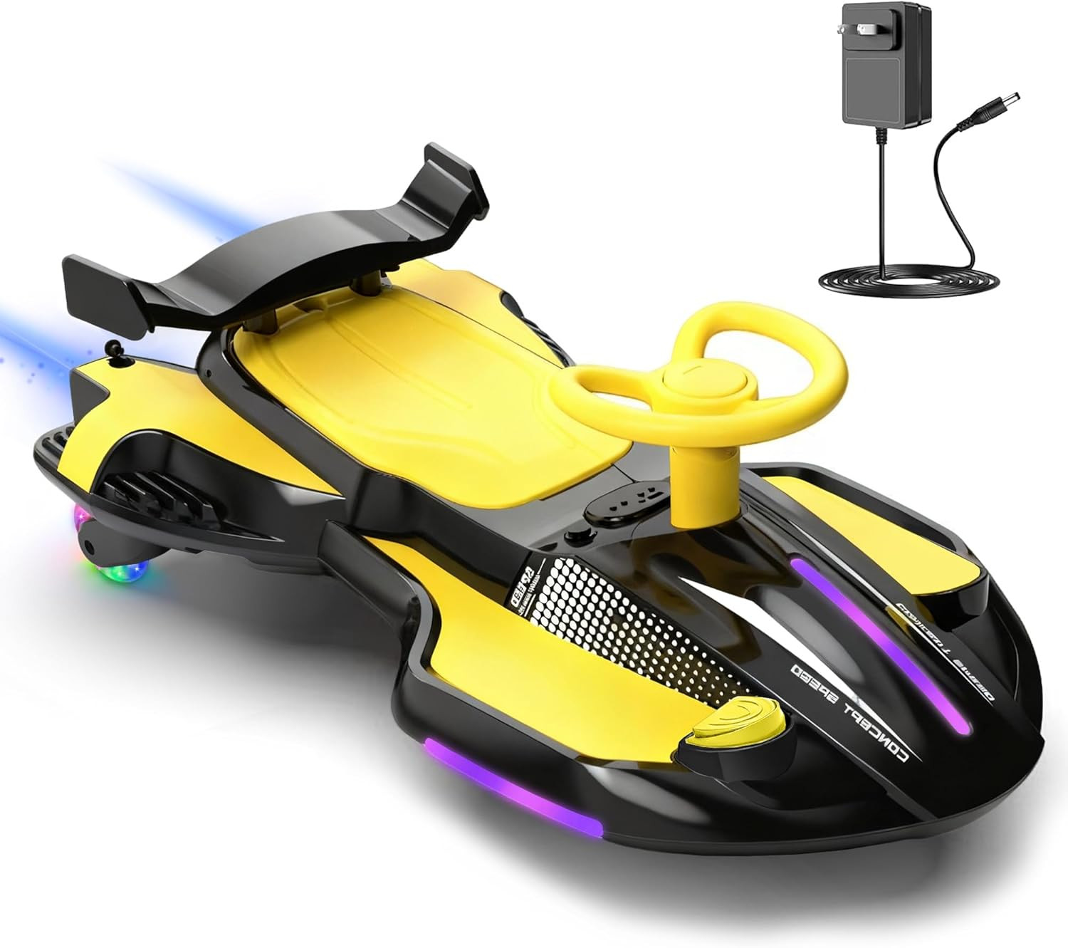 12V Electric Wiggle Car with Pedal for Kids, Rechargeable 2 in 1 Swing Toy, Devi