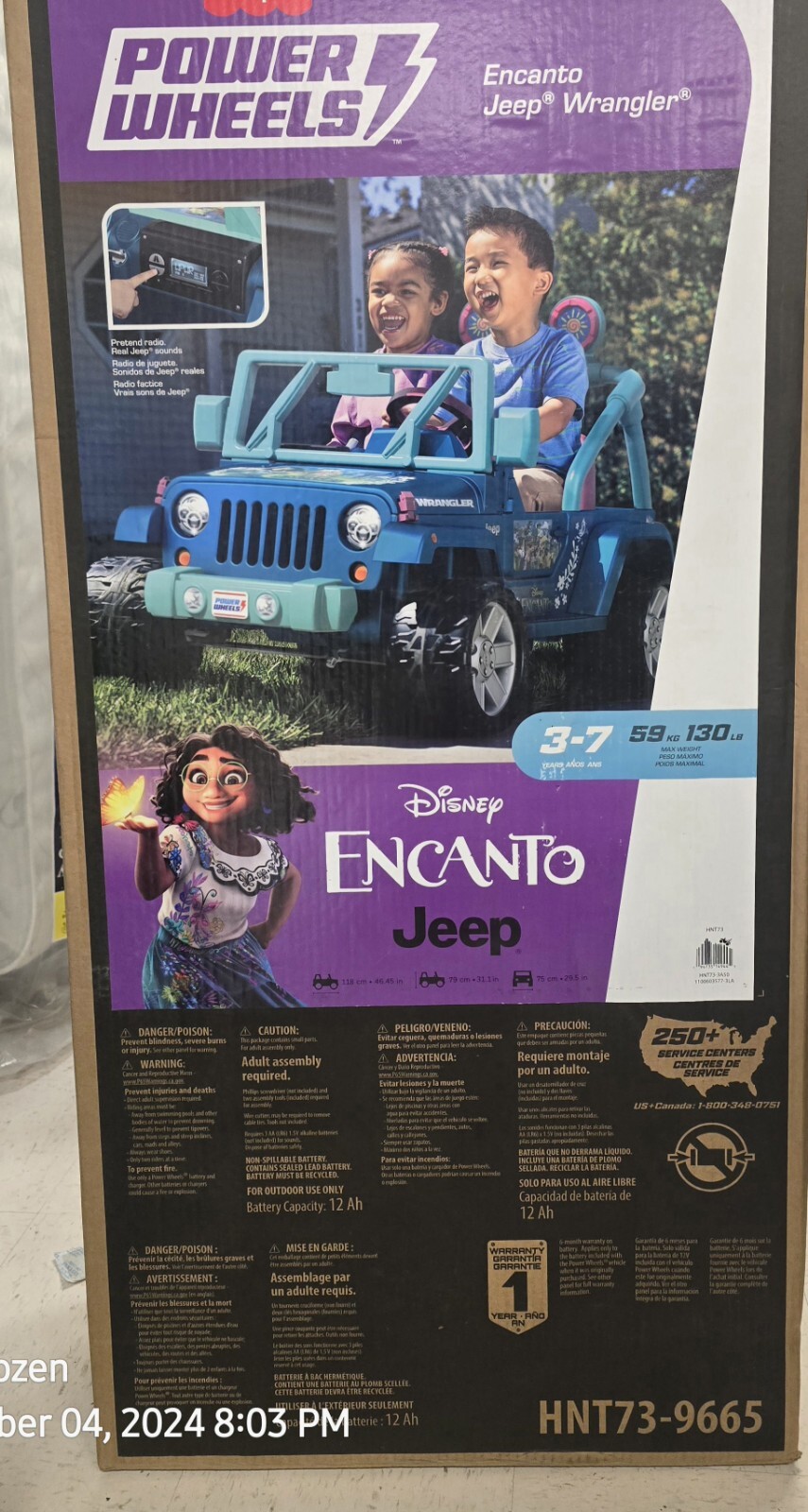 Power Wheels Disney Encanto Jeep Wrangler 12V Battery-Powered Ride-On, Ages 3+