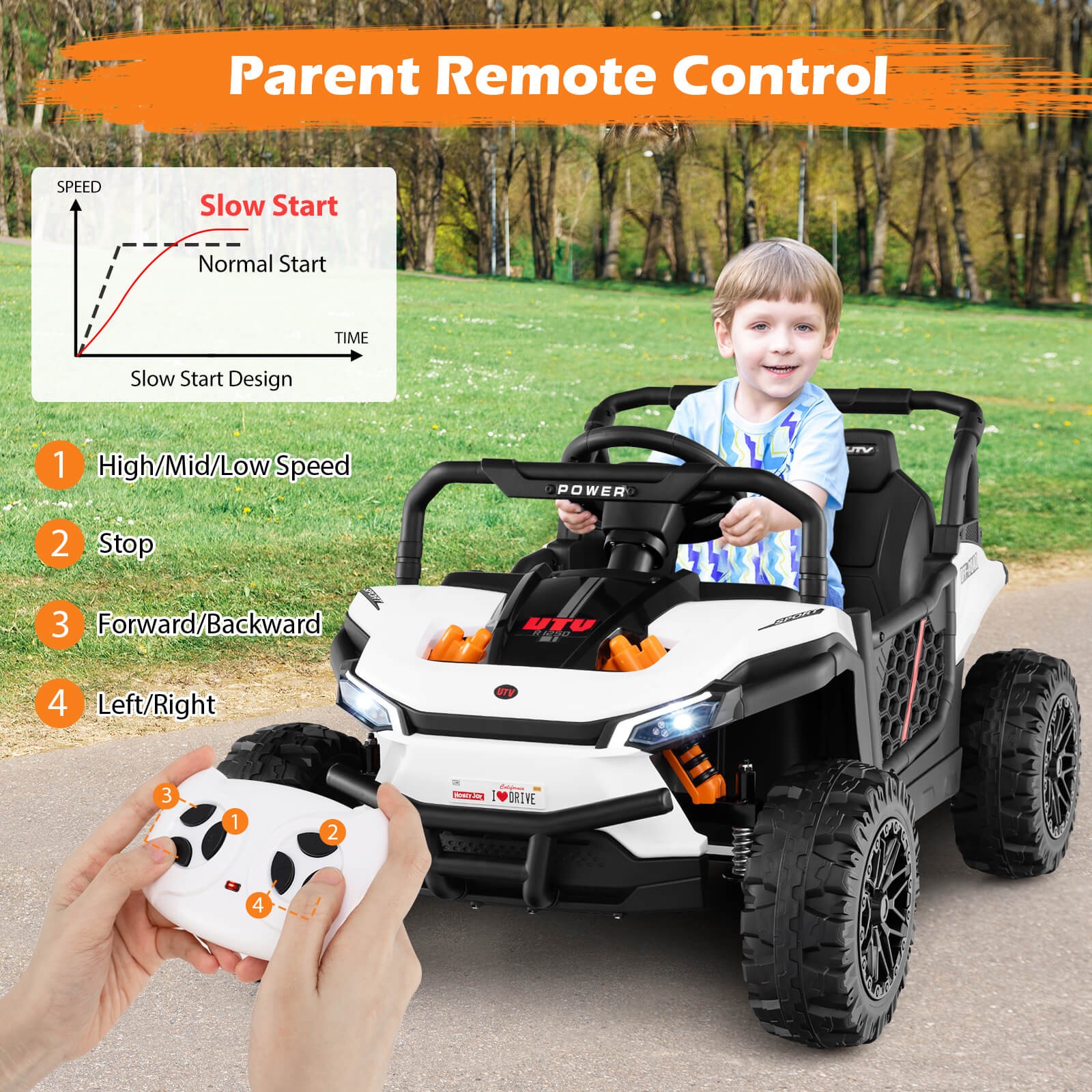 12V Kids Ride on Truck w/Parental Remote 3 Speeds & Reverse Forward Function