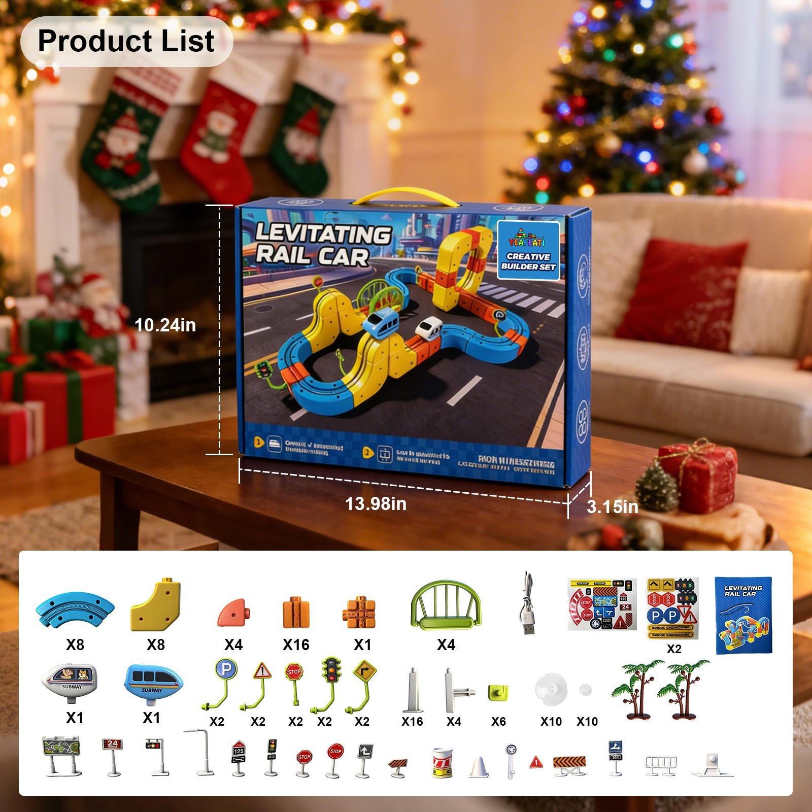 Cube Track Fusion Electric Train Set, Buildable Gravity Rail Toy for Kids 4-8