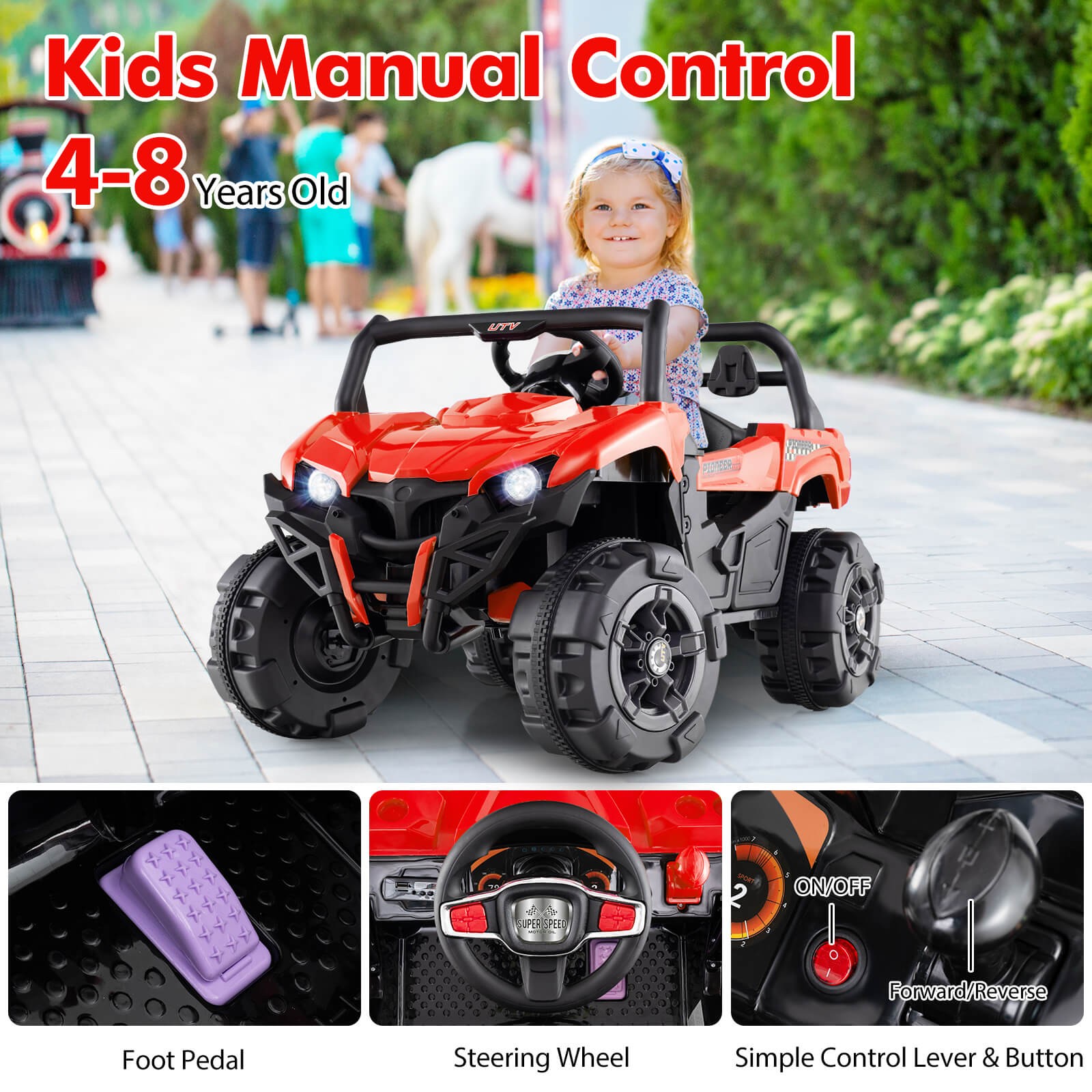 12V Kids Ride on Truck w/ Remote Control Slow Start Safety Belt Rear Storage
