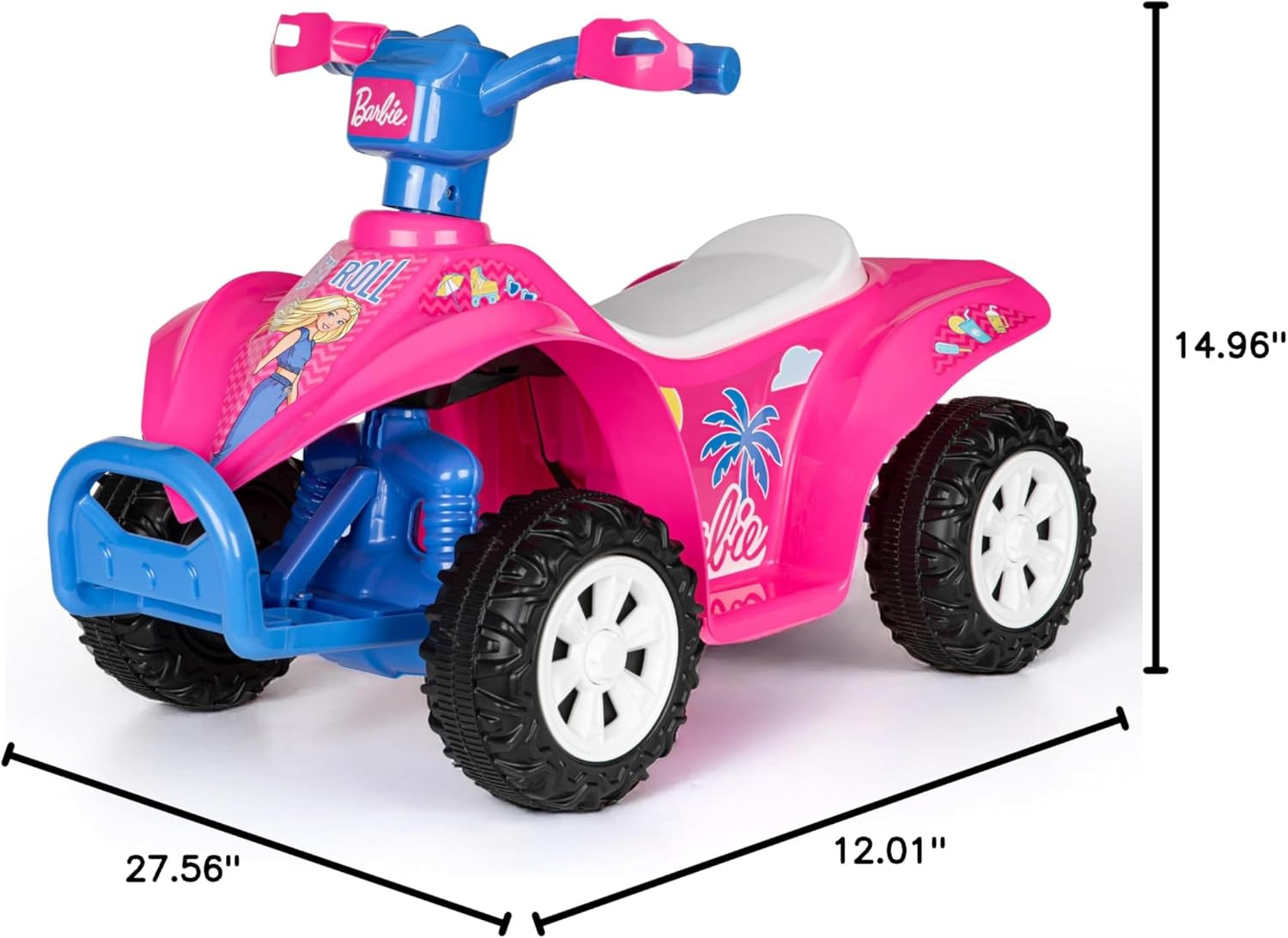 Barbie – 6V ATV Quad for Kids, Powerful and Safe Ride-On Toy with Rechargeable B