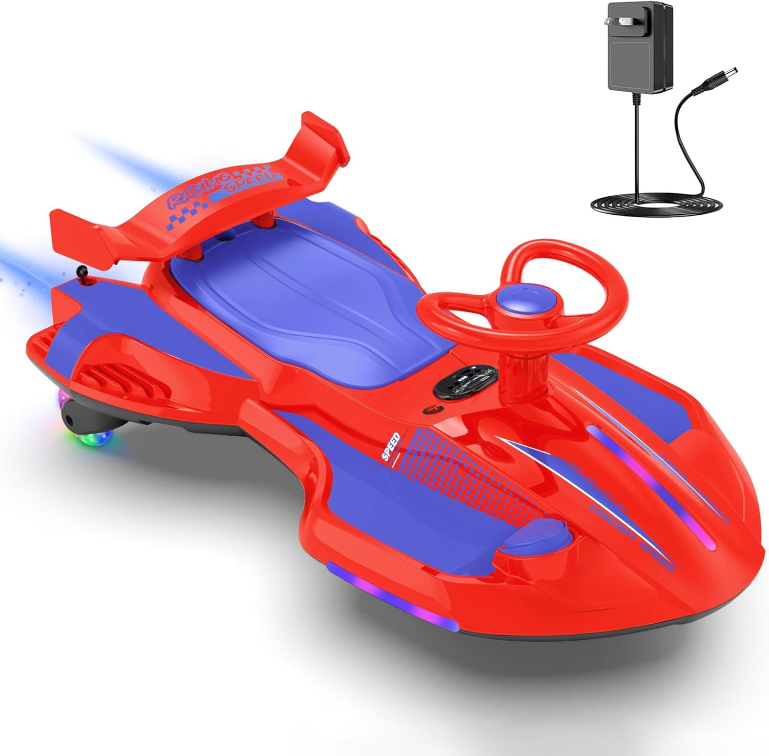 12V Electric Wiggle Car with Pedal for Kids, Rechargeable 2 in 1 Swing Toy, Devi