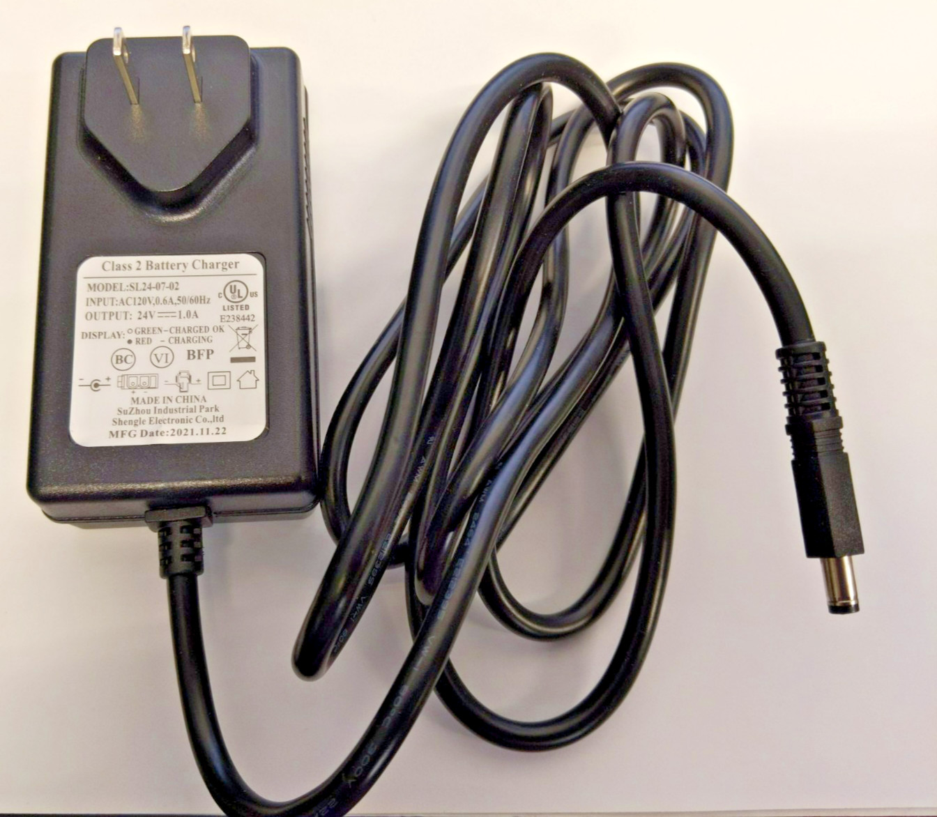 New! 24 Volt 1amp Charger with Indicator Light, Single Pin for Electric Ride Ons