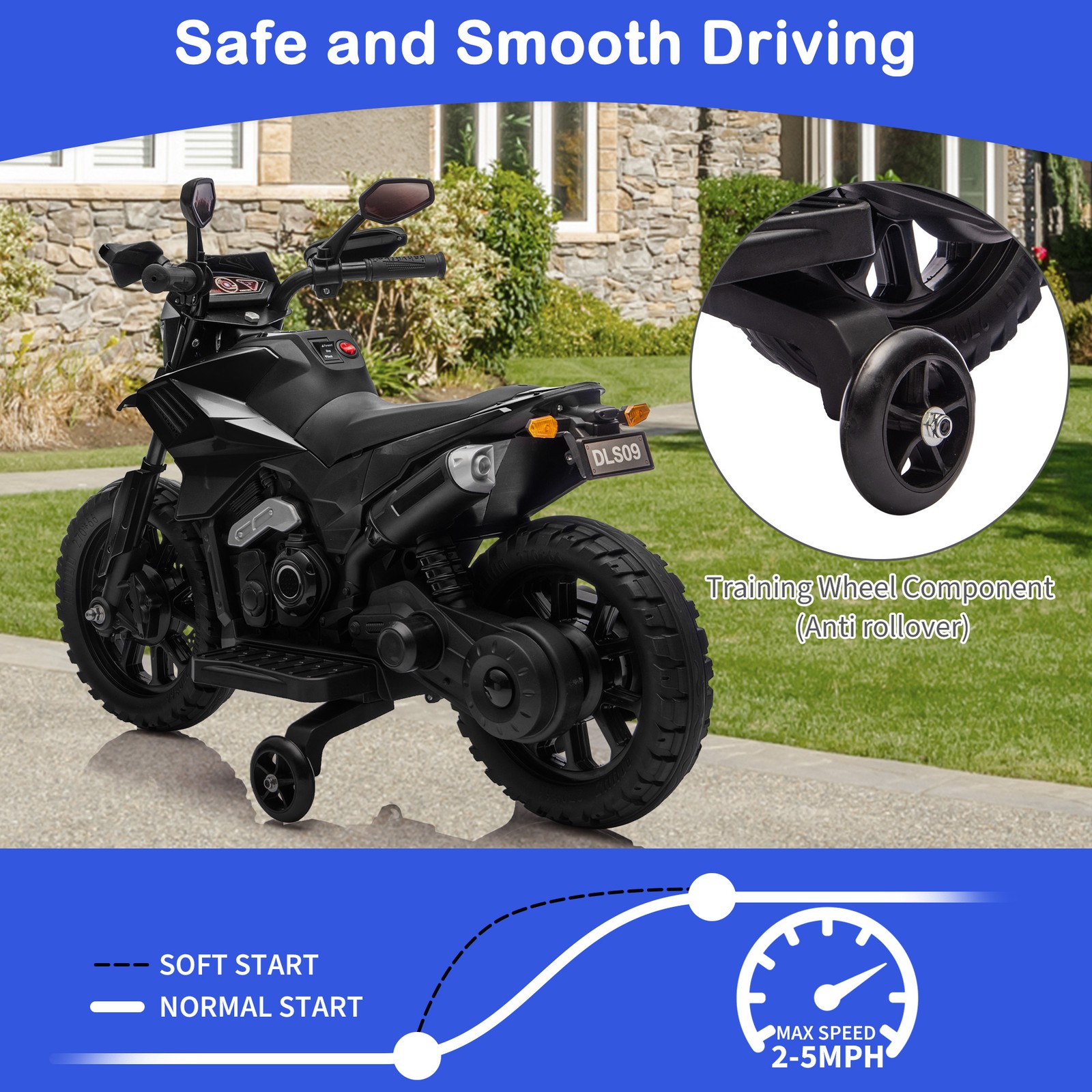 Motorcycle for Kids,Ride on Motorcycle w/ Traning Wheels,Electric Bike for Child