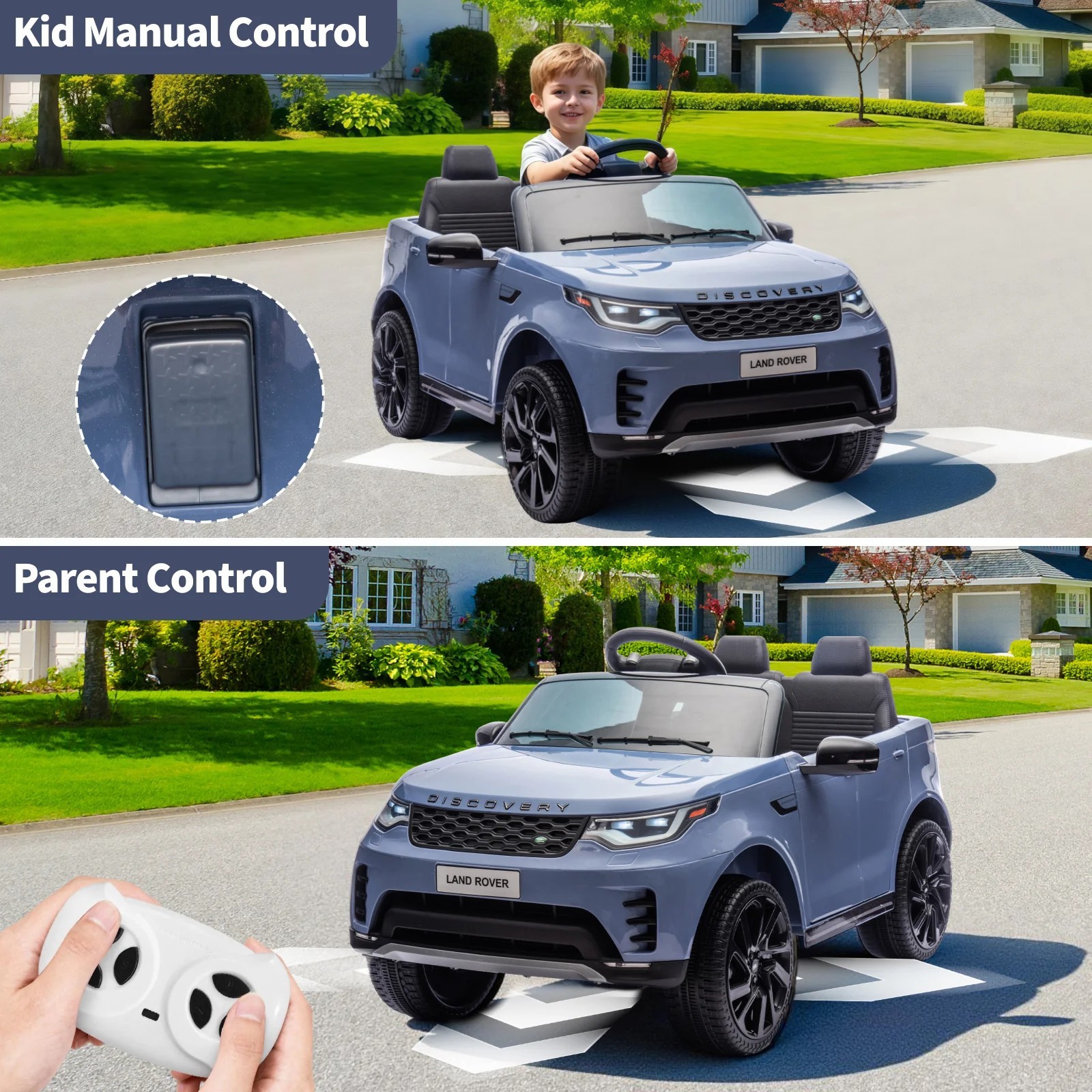12V Ride On Car Land Rover Style Dual Motor 3Speed Remote Control Light Blue Kid