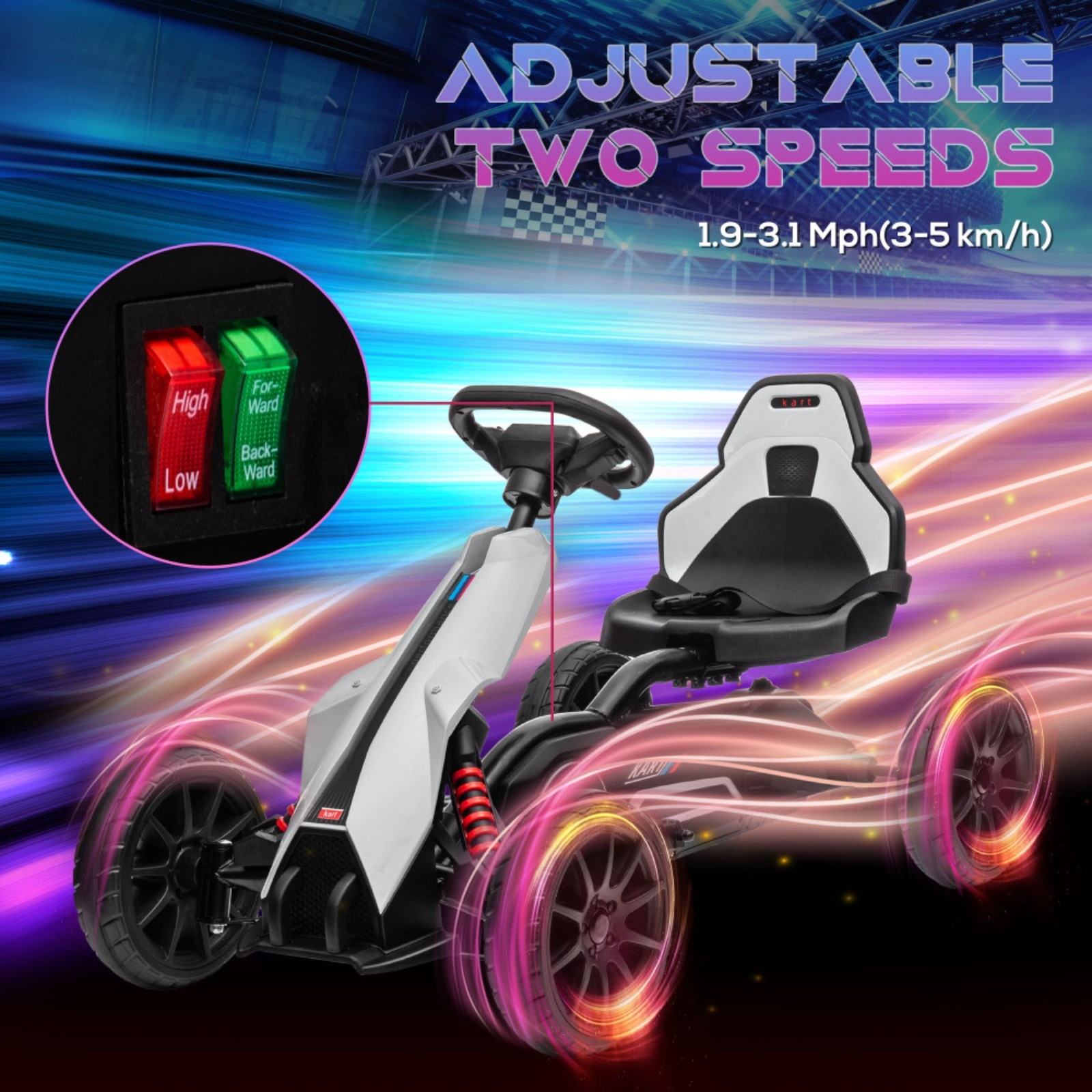 Aosom 12V Electric Go Kart for Kids Outdoor Ride On Toy Adjustable Speed