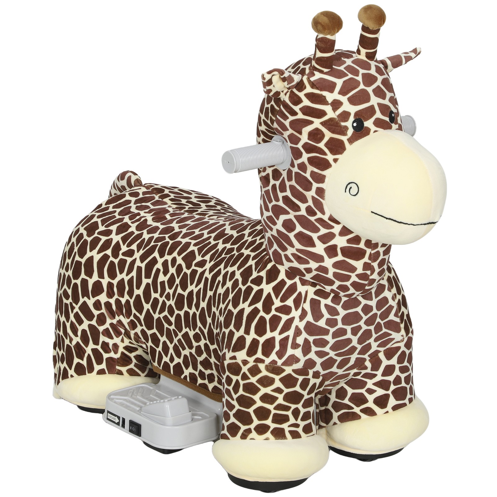 6V Kids Ride On Horse, Electric Riding Animal Giraffe with Music Brown