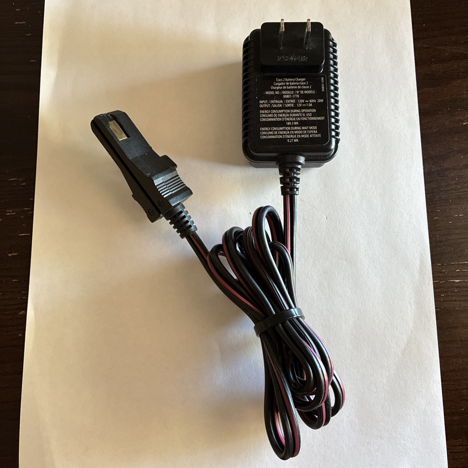 Fisher Price Power Wheels Class 2 Battery Charger Model 00801-1781 Wall Plug In