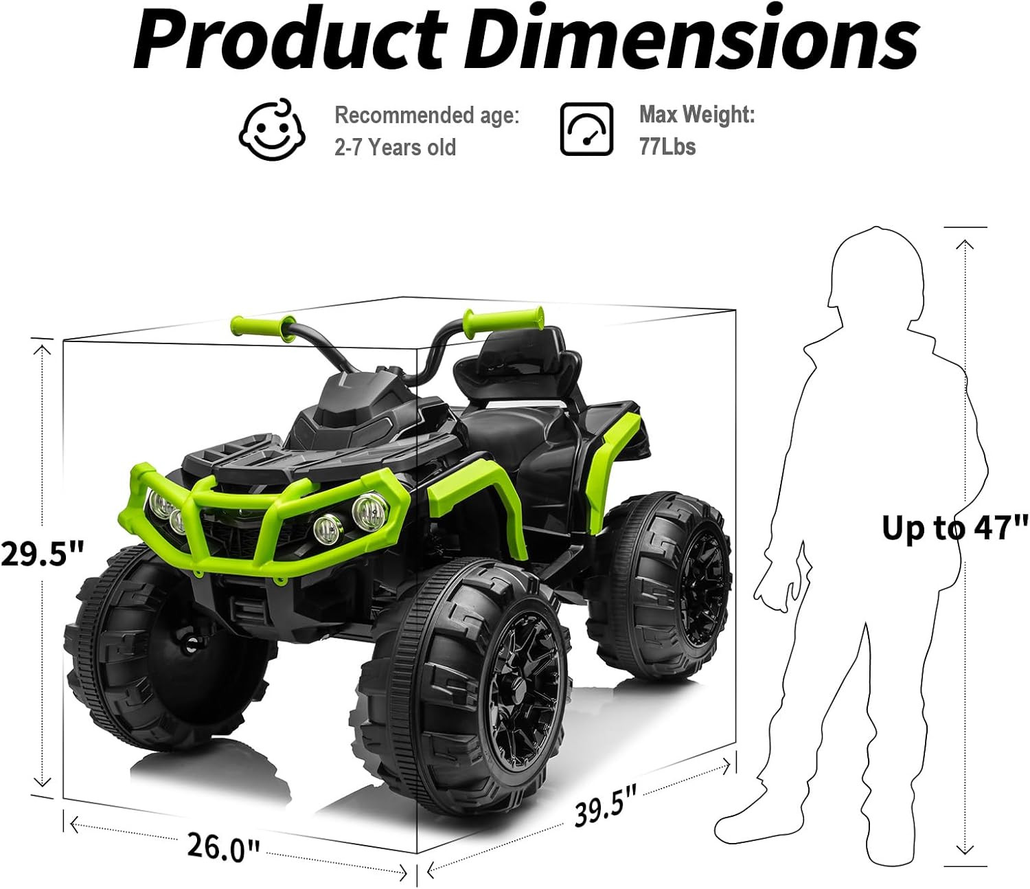 24V Kids ATV 4 Wheeler, Electric ATV Four Wheeler for Big Kids W/Wireless, 2X200