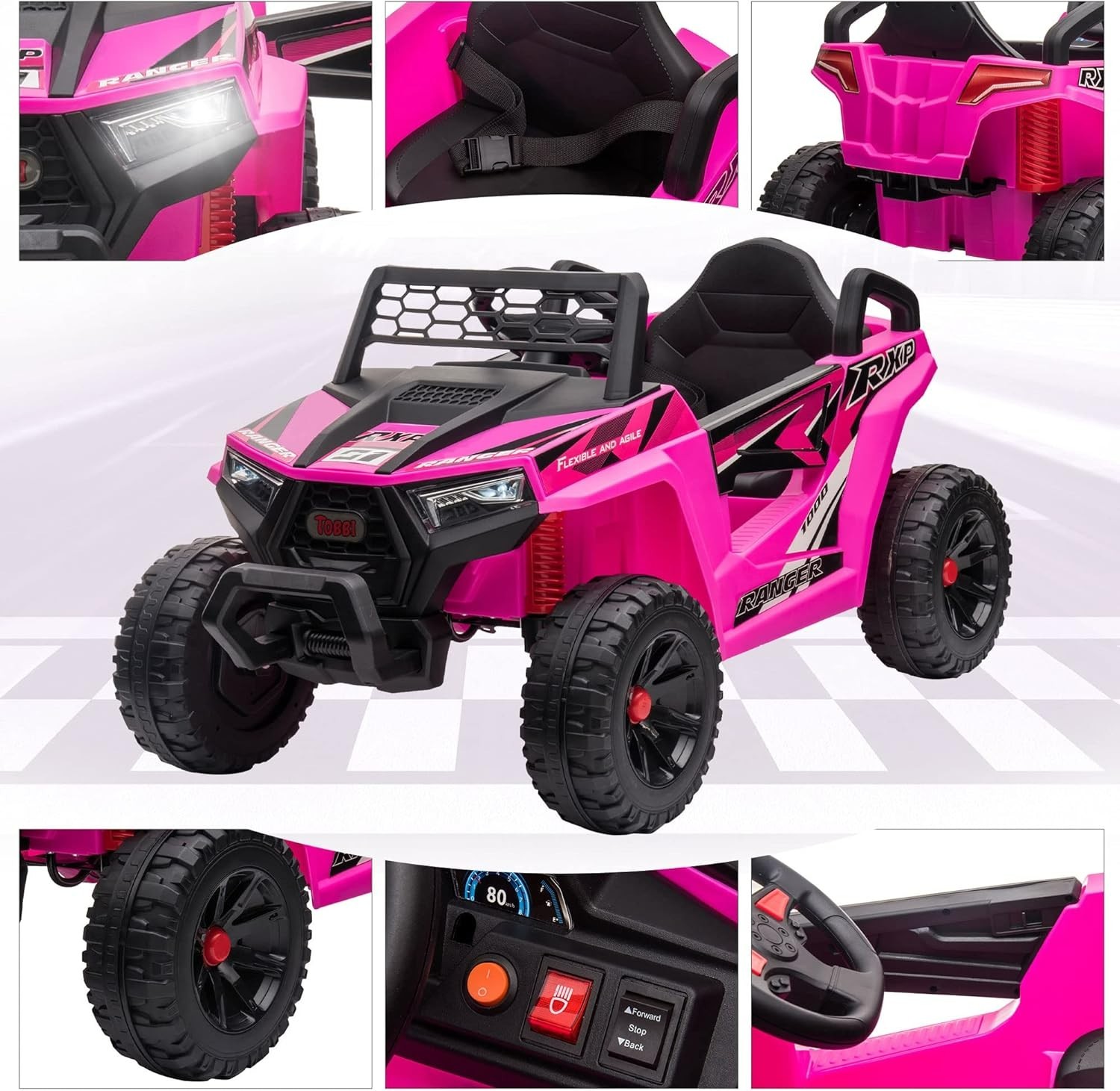 12V Kids Ride on Car, Electric Off-Road UTV Truck W/ Forward and Reverse Functio