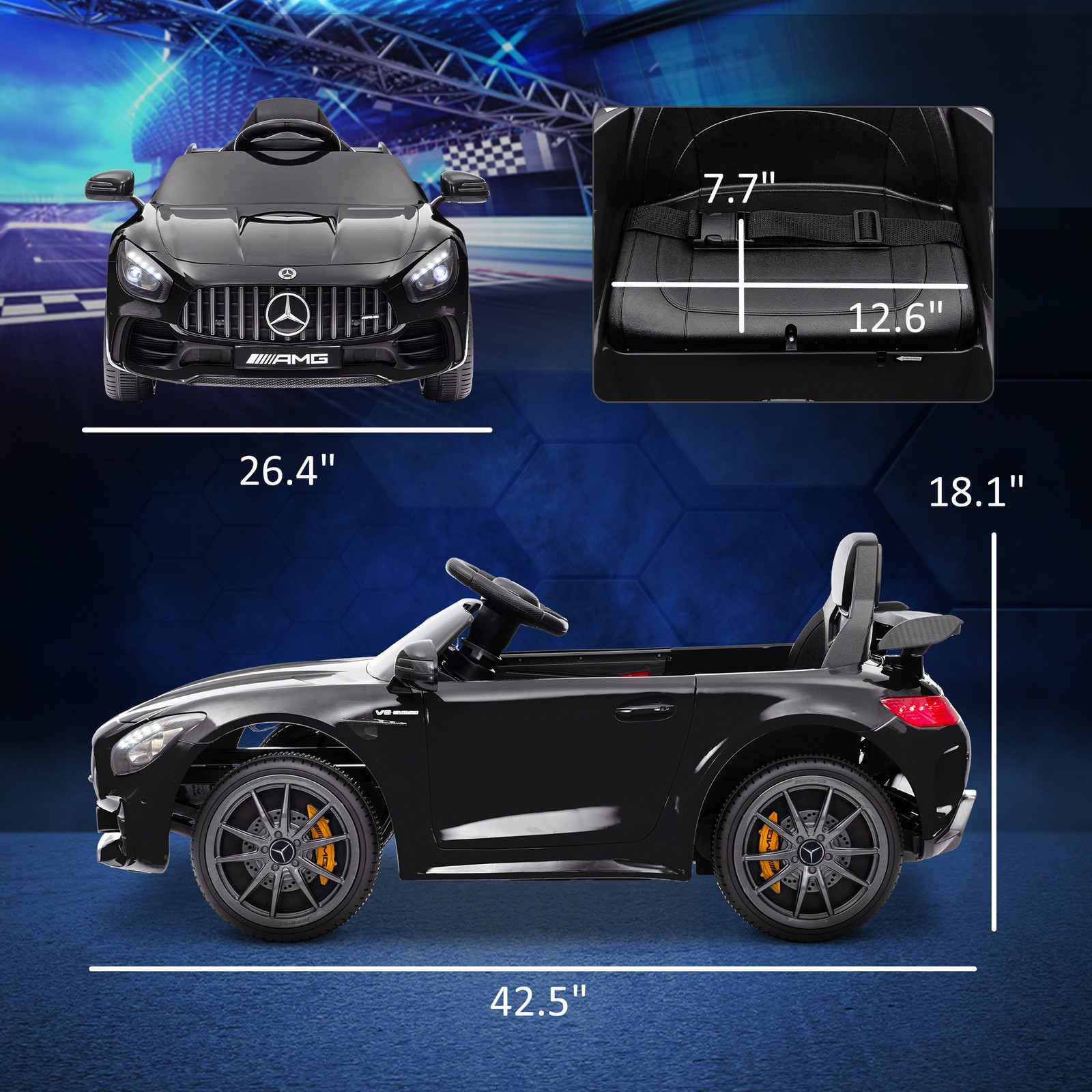 Mercedes-Benz AMG GTR Licensed 12V Kids Ride on Car w/ Remote, Black