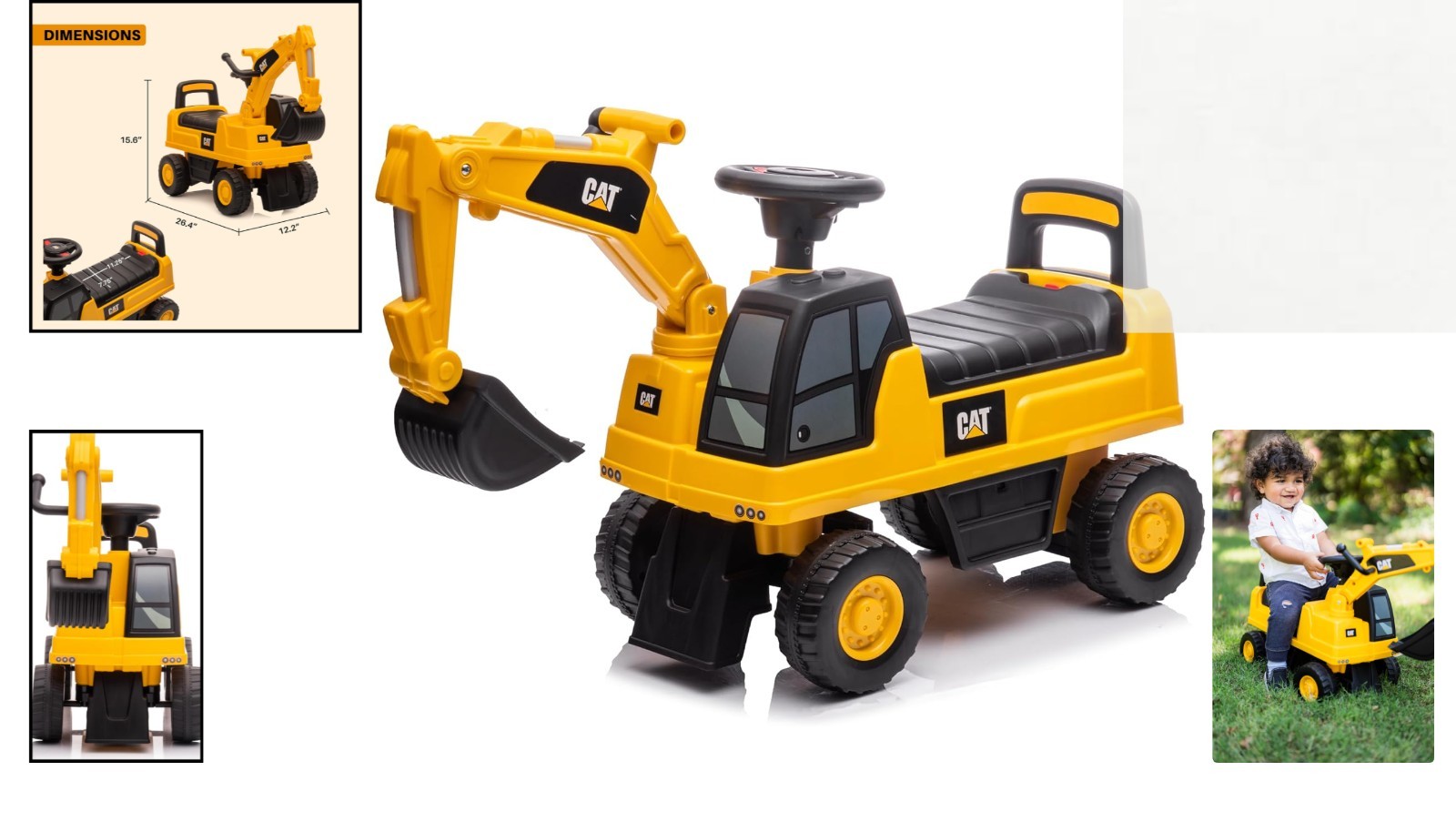 Authentic CAT Excavator Push Car with Storage & Music for Endless Adventures