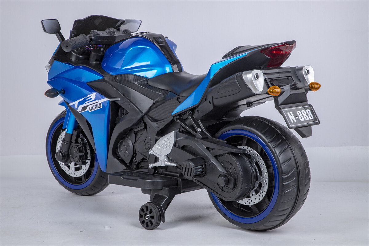 12V Kids Motorcycle Ride On Toy w/ Training Wheels 1.8~3.2 mph for kids 3-6 Blue