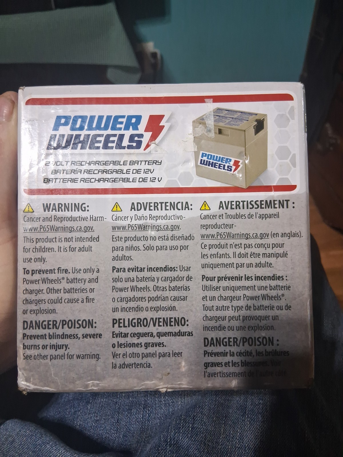 Fisher Price 00801-0638 Power Wheels Grey 12 Volt Rechargeable Battery Genuine