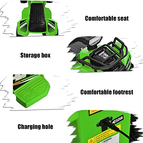 Kids ATV, 6V Battery Powered Electric Vehicle Four Wheeler Quad Green