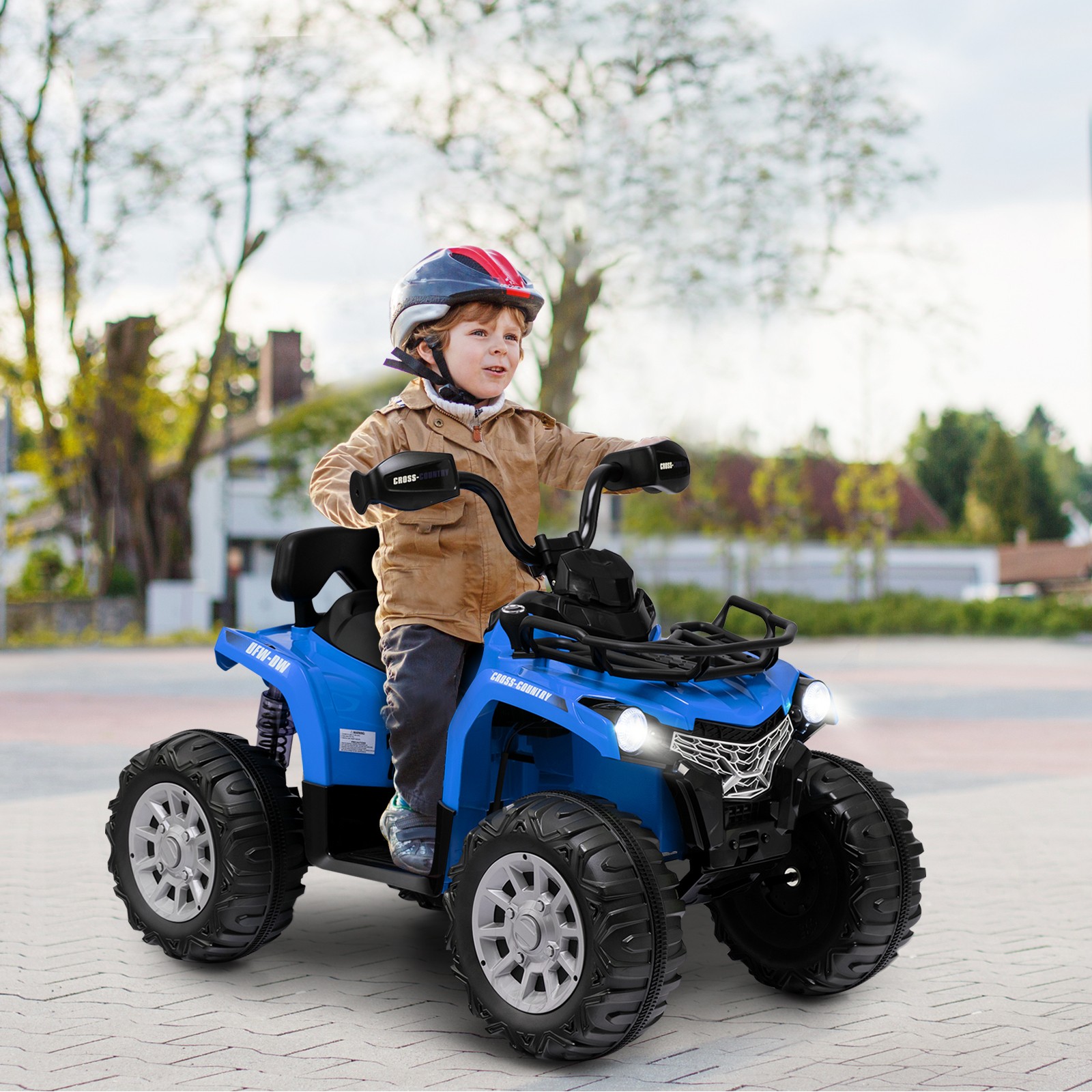 12V 2 Speeds Kids Ride ATV Electric 4-Wheeler Quad w/ Mp3 & Headlights Blue