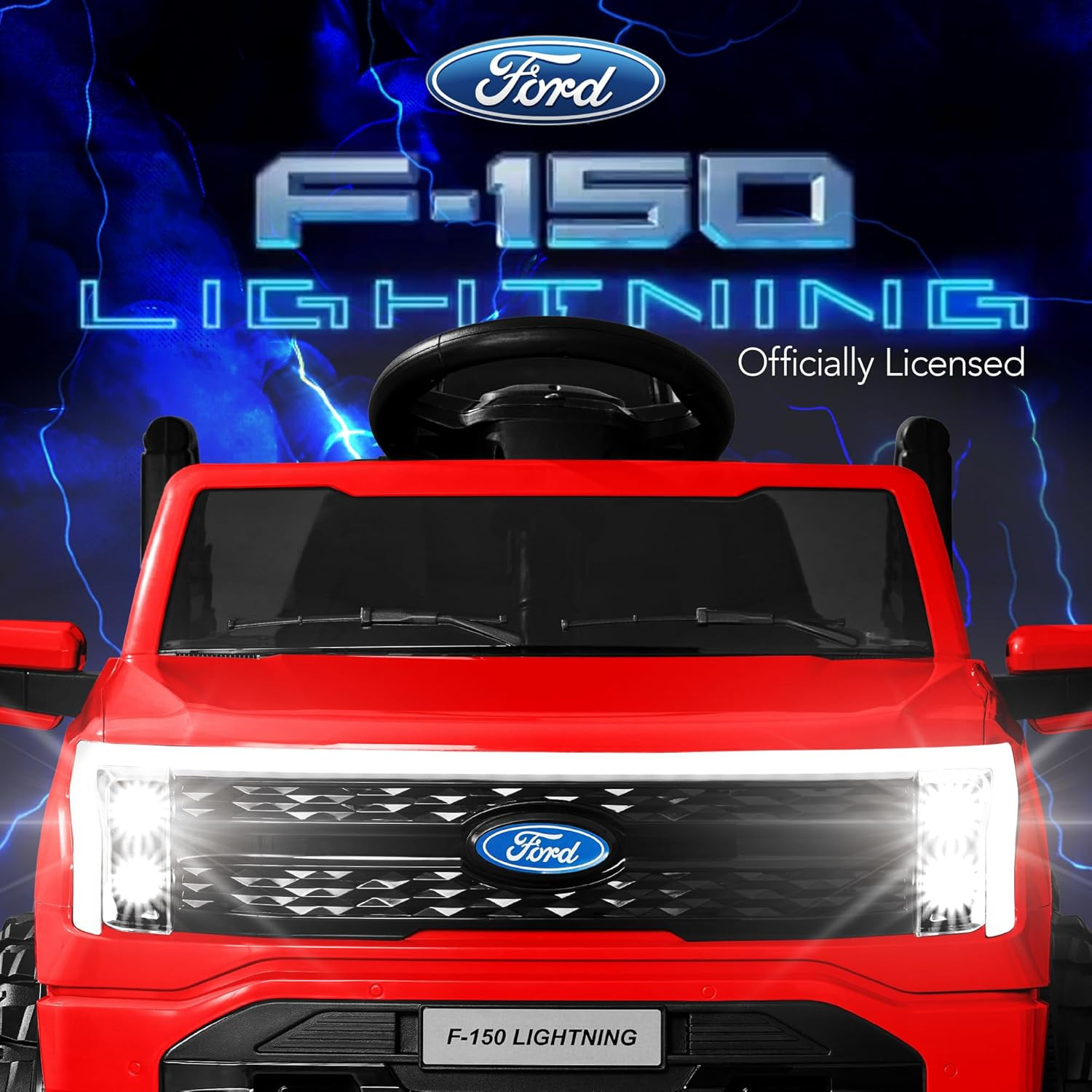 Ford F-150 Lightning 12V Electric Ride-On Truck for Kids – Red, Bluetooth, Paren