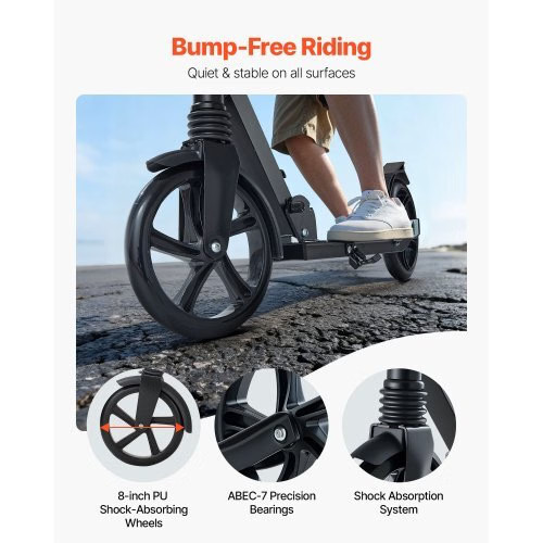 Kick Scooter for Kids Ages 8+, Teens & Adults, 2-Wheel Toddler Scooter with Adj