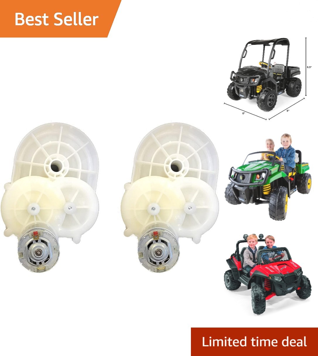 Peg Perego Official RZR/Gator 12V Motor Gearbox Replacement Kit White