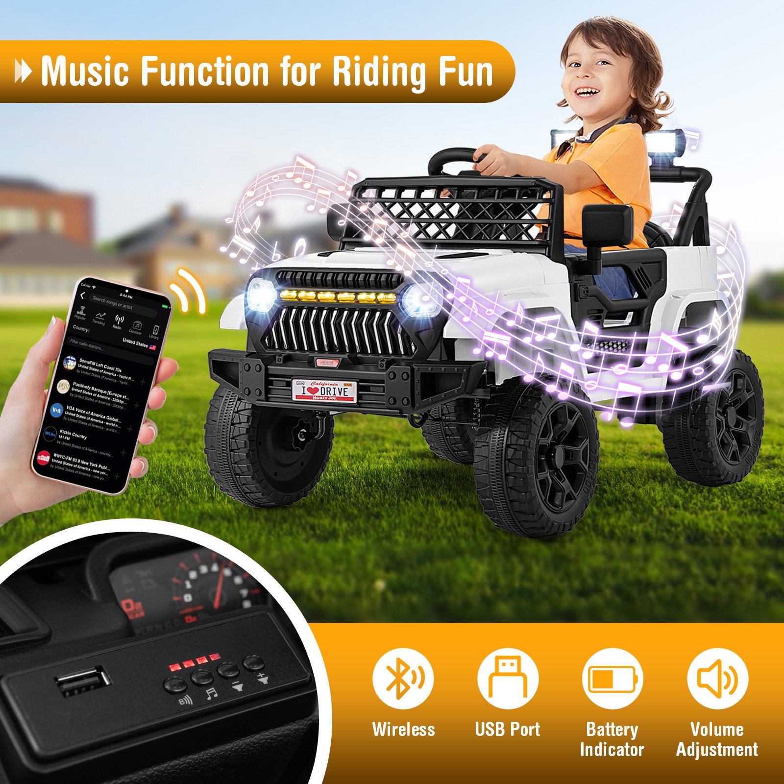 12V Kids Ride on Truck Car Battery Powered Toddler Electric Vehicle w/ 3 Speeds