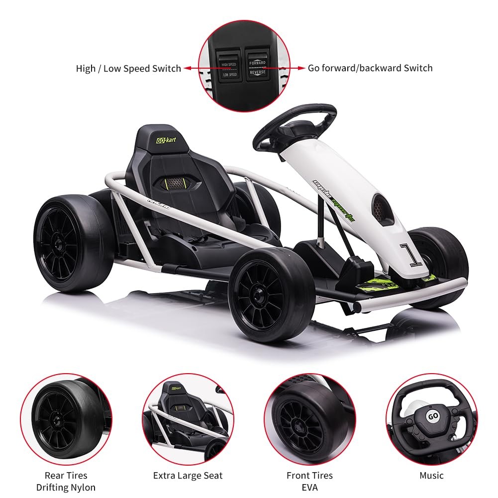 Electric Go Kart for Kids 24V Battery Dual Motors High Speed Outdoor Ride On Toy