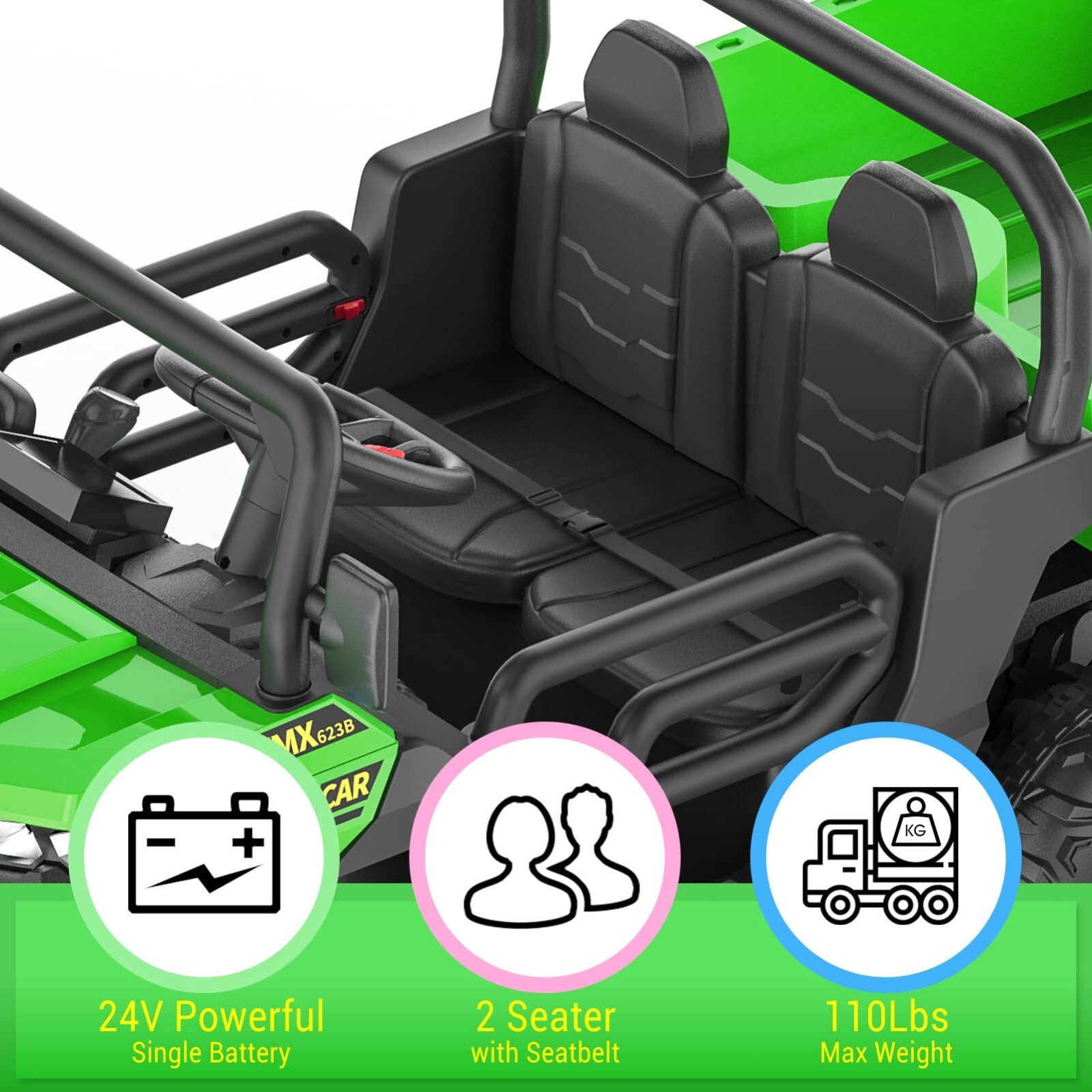 24V Kids 2 Seater Ride on Car Electric Dump Truck 4WD Power Wheels w/Remote MP3