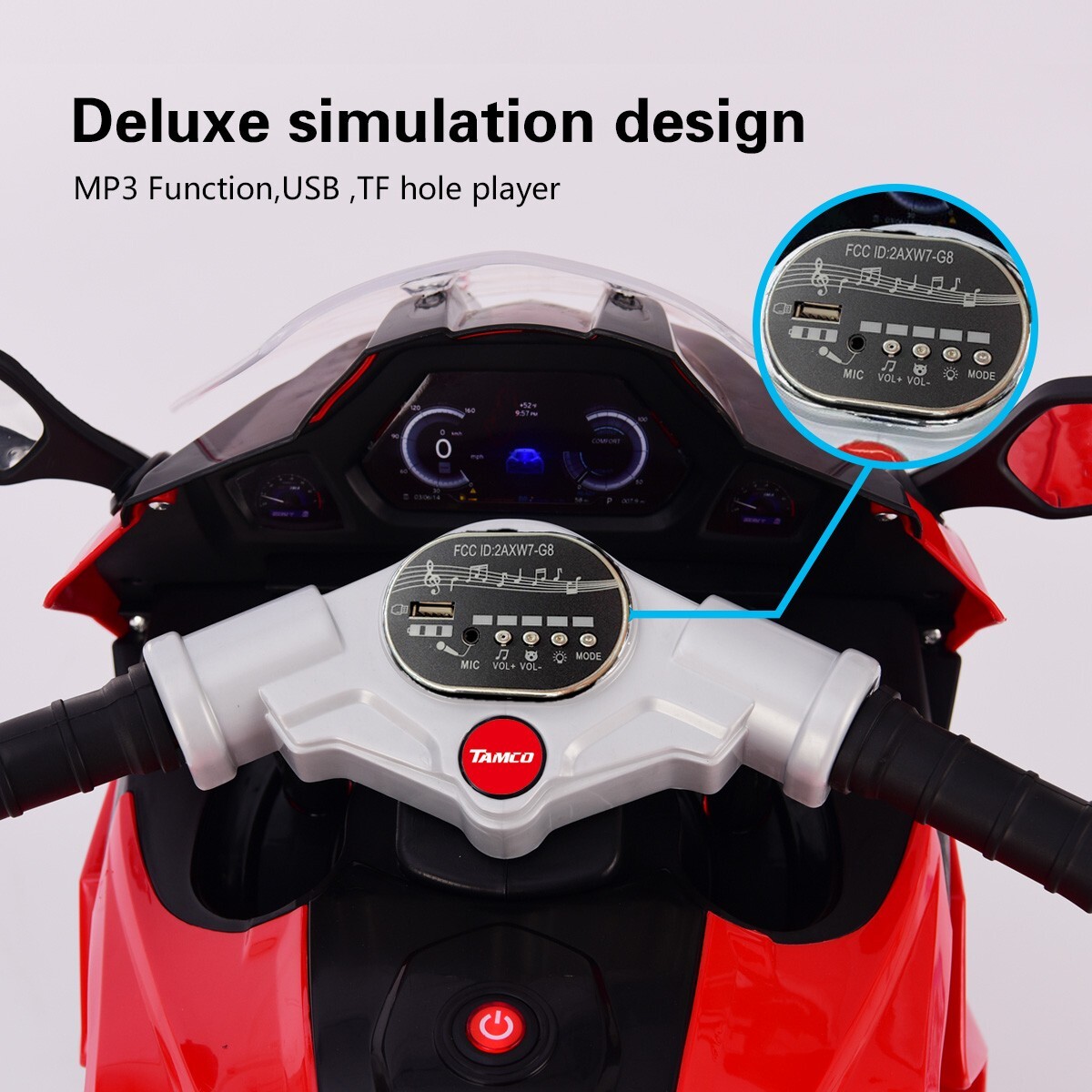 12V Kids Electric Motorcycle 3-5KM/H 3-6 Years Old (43-55 in),Red