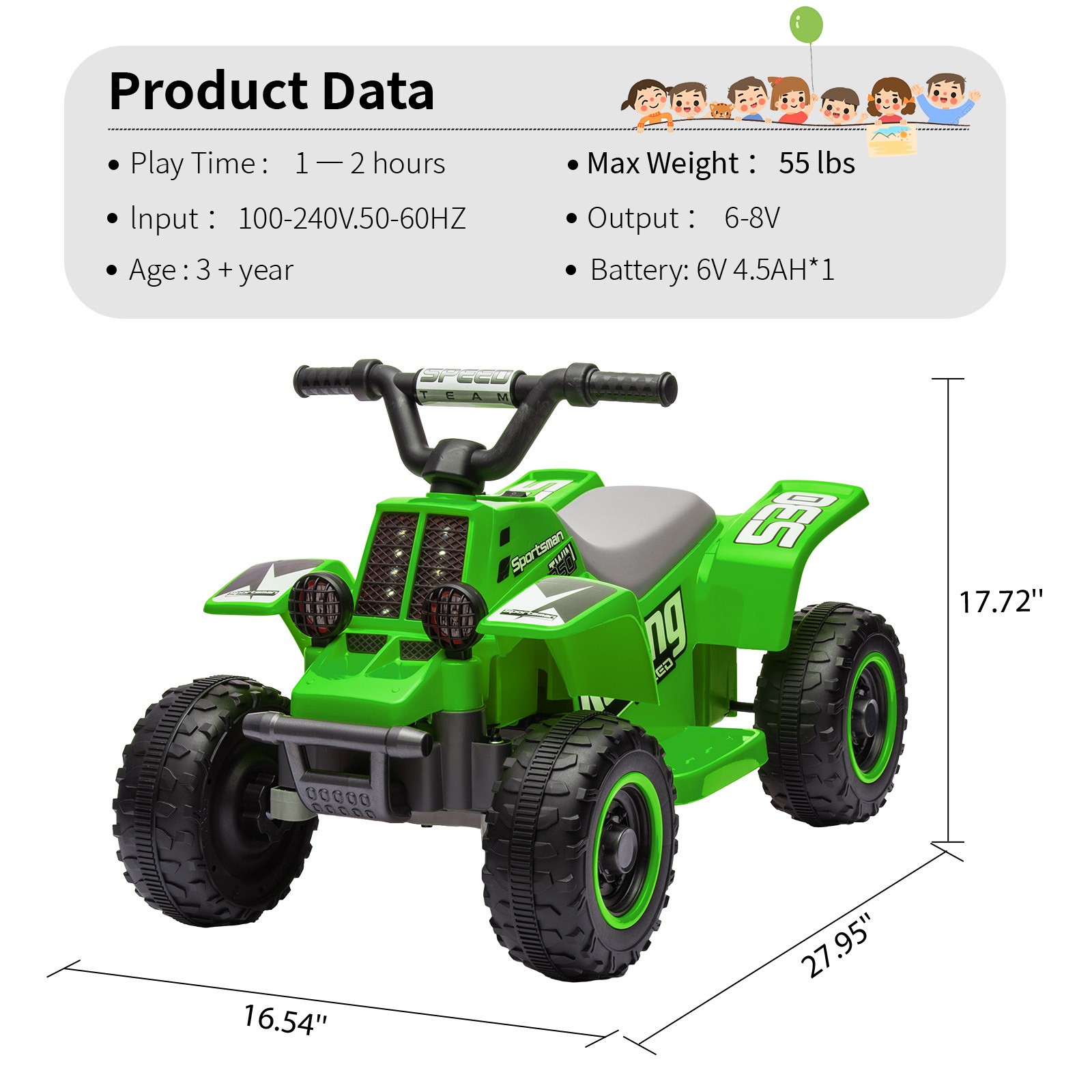 Garvee 6V Kids Ride On Electric ATV,Ride-On Toy for Toddlers 1-3 Boys & Girls