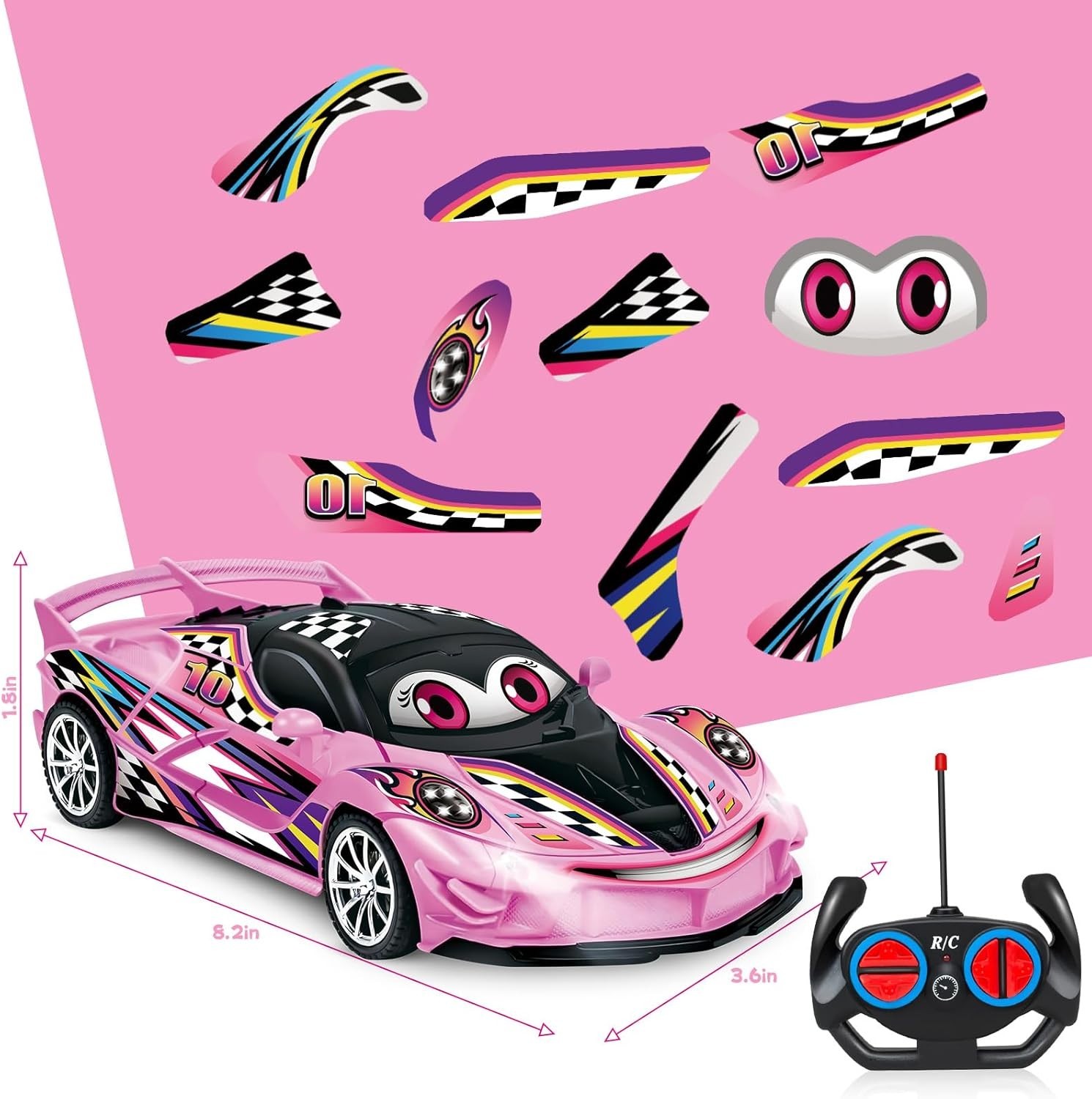 YongnKids Remote Control Car for Girls Kids, Pink RC Race Cars for Girls with Li