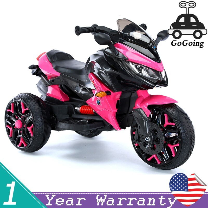 12V Electric Kids Motorcycle Ride-On Motorbike 3-Wheel 1.8-3.2MPH for Age 3-6