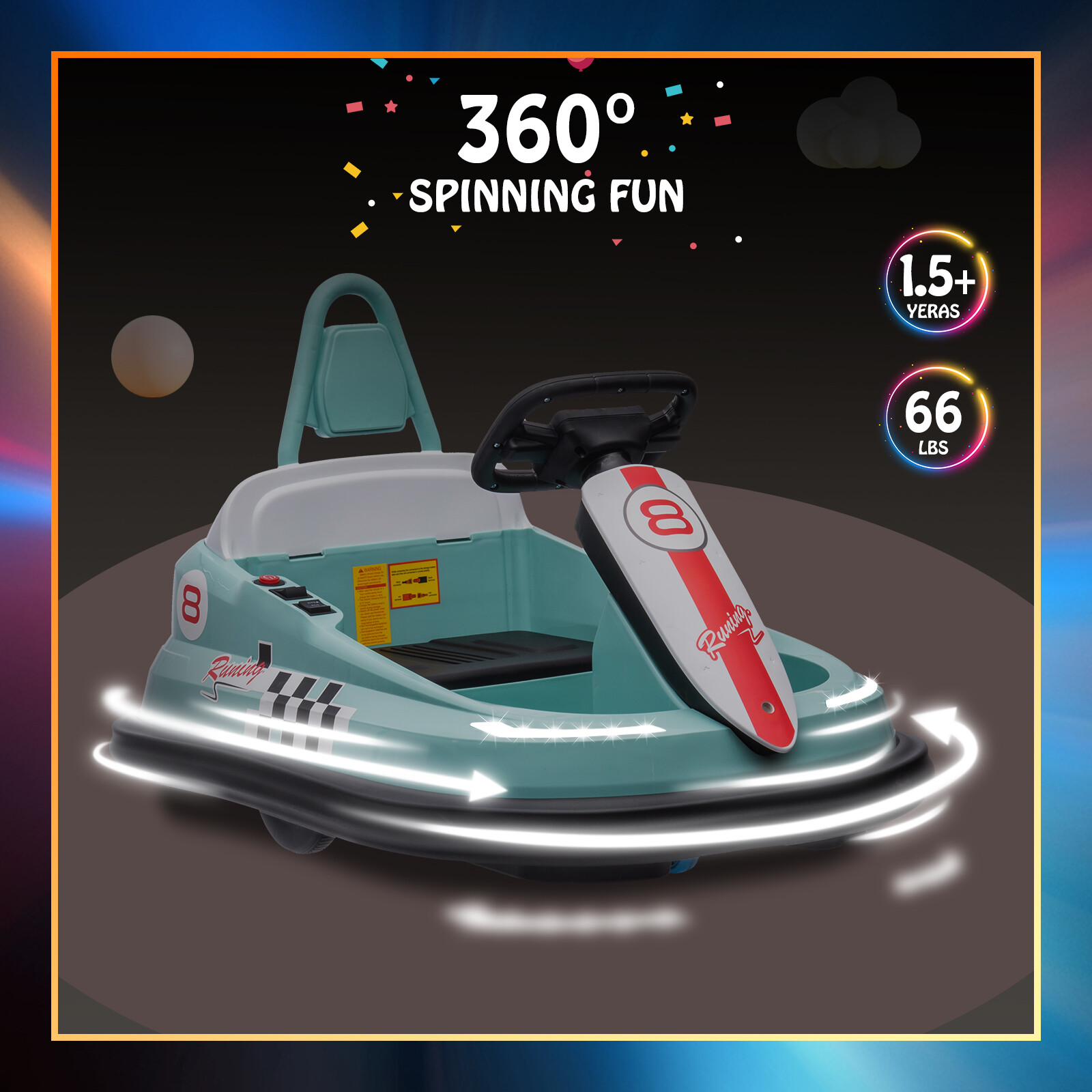 Bumper Car for Toddlers, New Designed 6V Electric Ride On Toys for 2-6 Years Old