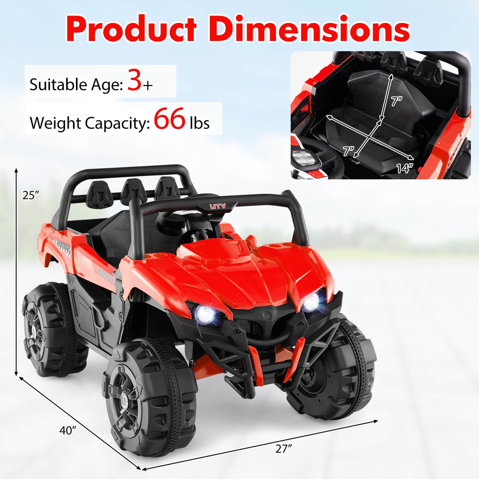 12V Kids Ride on Truck w/ Remote Control Slow Start Safety Belt Rear Storage