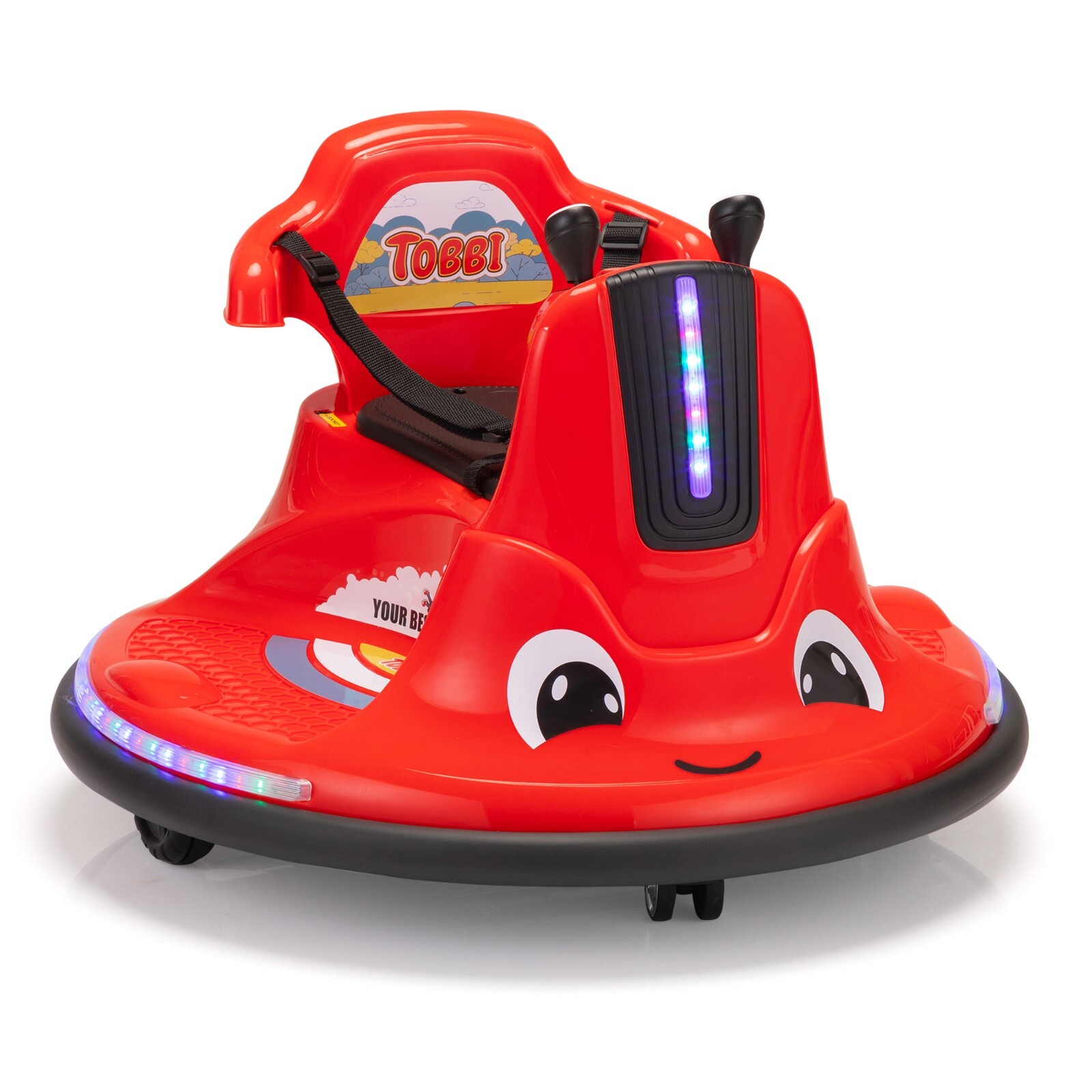 TOBBI Ride on Bumper Car for kids 360° Spinning w/Remote Control LED Light Red