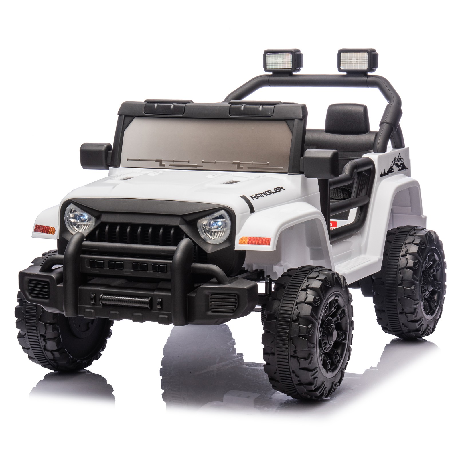 12V Kids Ride On Car Dual Drive 4 wheel With Bluetooth USB for Kids 2-4 White