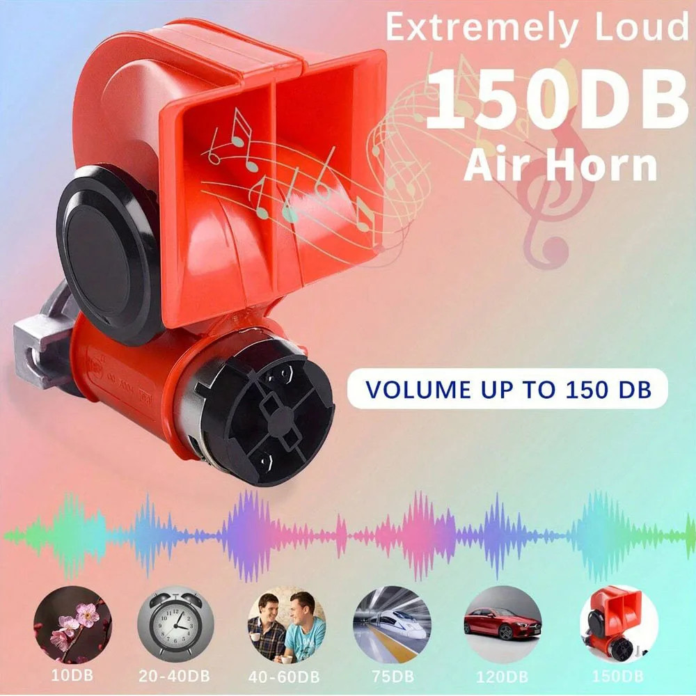 12V 138db Super Loud Snail Car Horn With Compressor Air Horn For Any 12V Vehicle