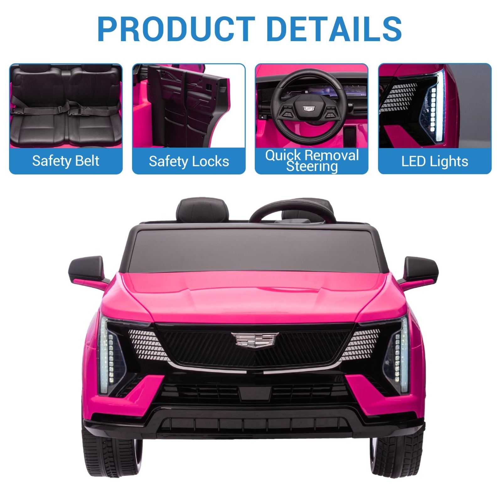2 Seaters Cadillac Licensed 24V Ride On Car Girls Gift w/ Parent Remote Control