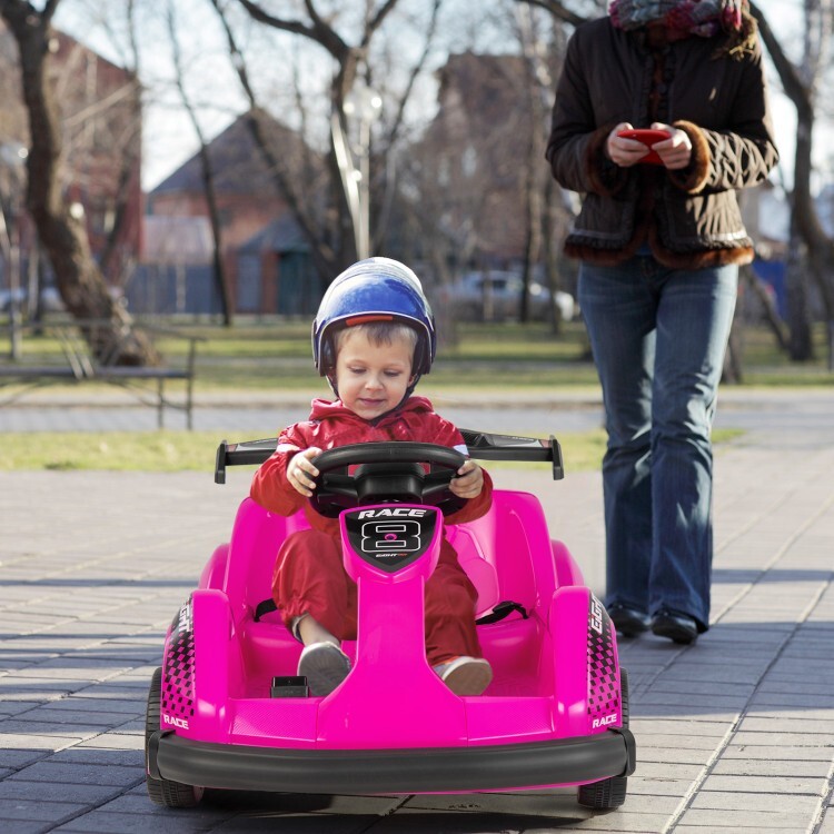 Go Kart Kids 6V Battery Powered Ride On Toy w/ Remote Control & Safety Belt Pink