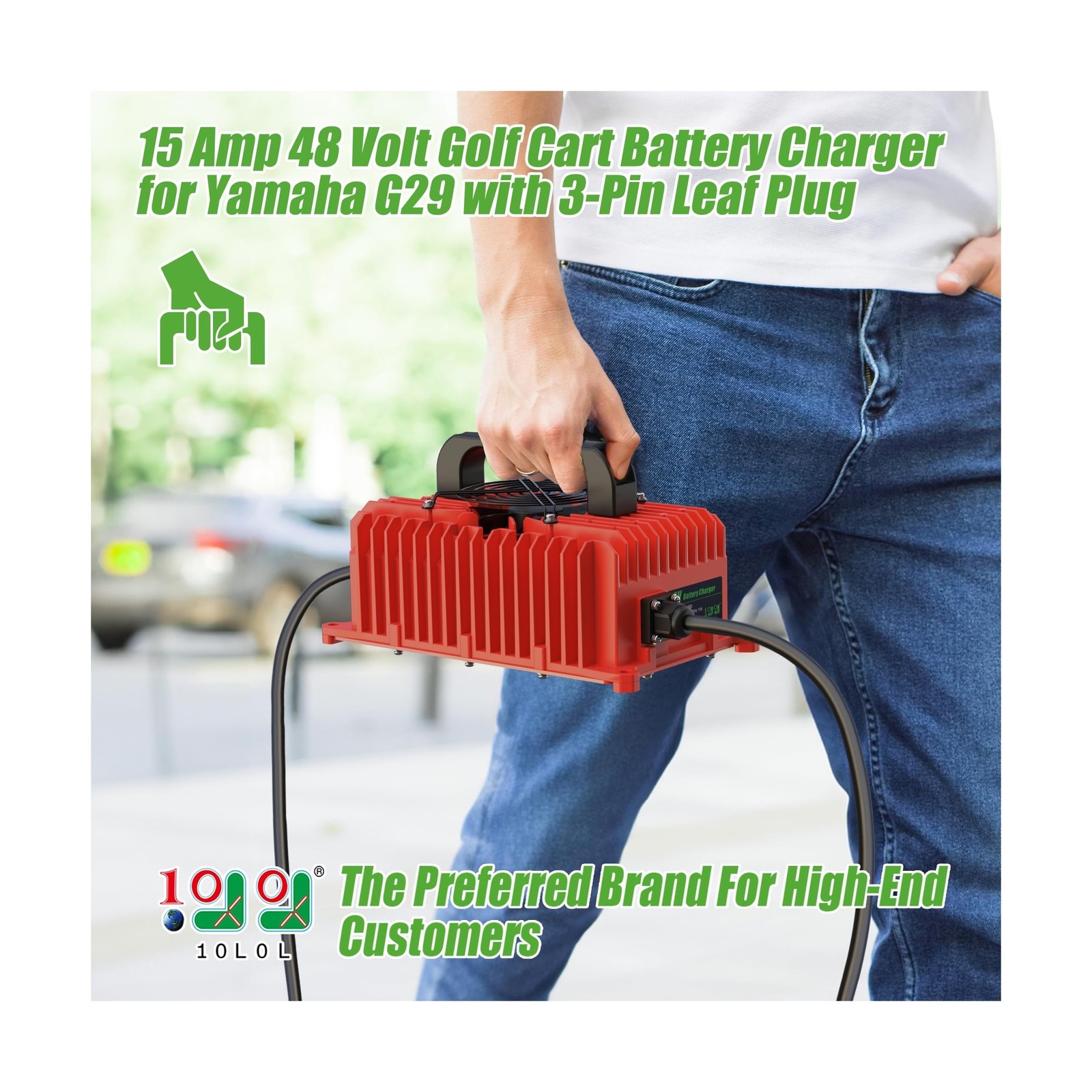 10L0L 48V 15A Golf Cart Battery Charger for Yamaha G29 Drive & Drive 2, 3-Pin…