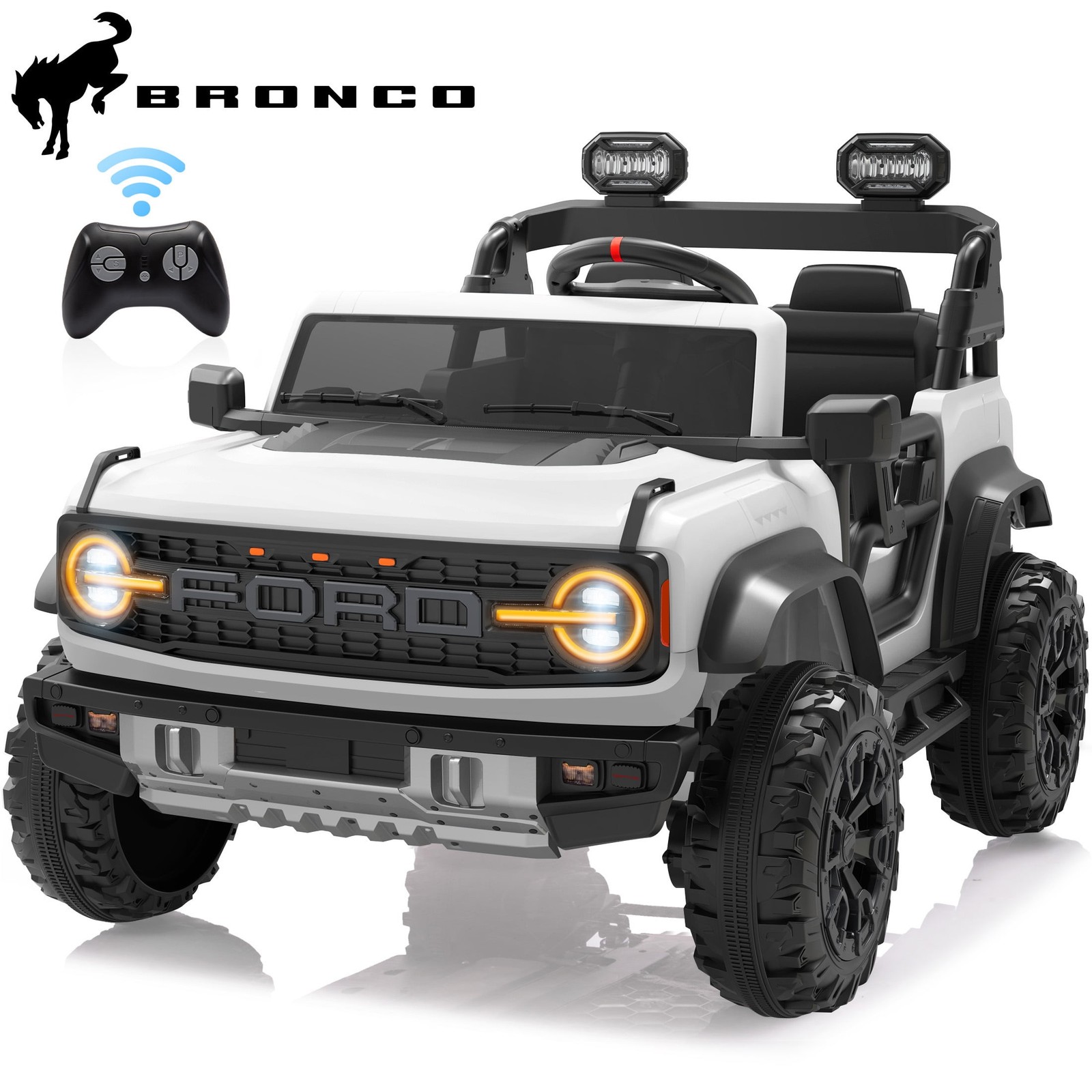 Licensed Ford Bronco Raptor 24V Ride-On Car with Remote, Bluetooth, Pink