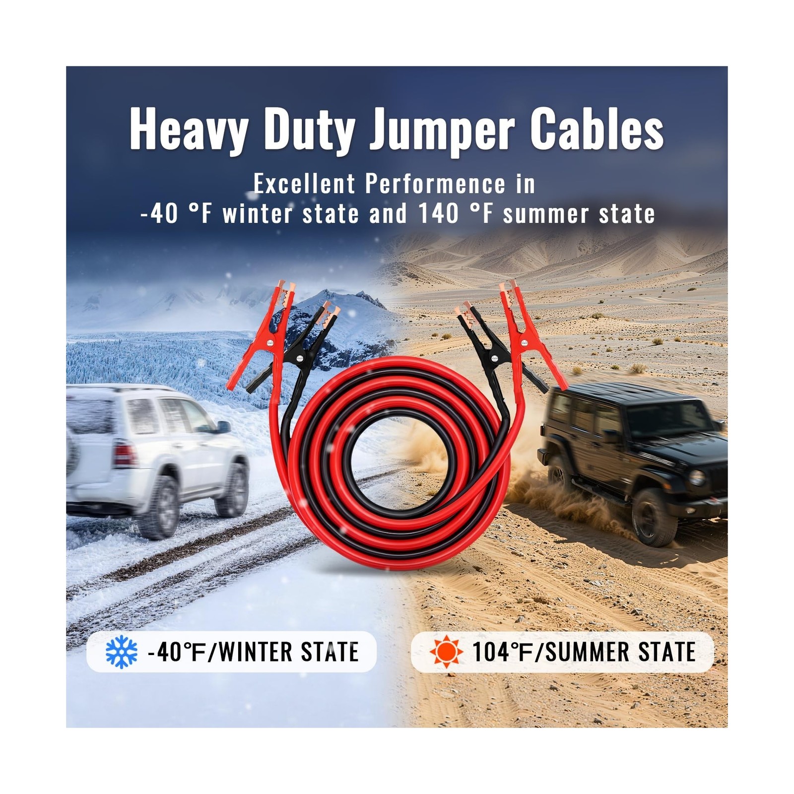 12FT 8 Gauge Jumper Cables for Car, SUV and Trucks Battery, Heavy Duty Automo…