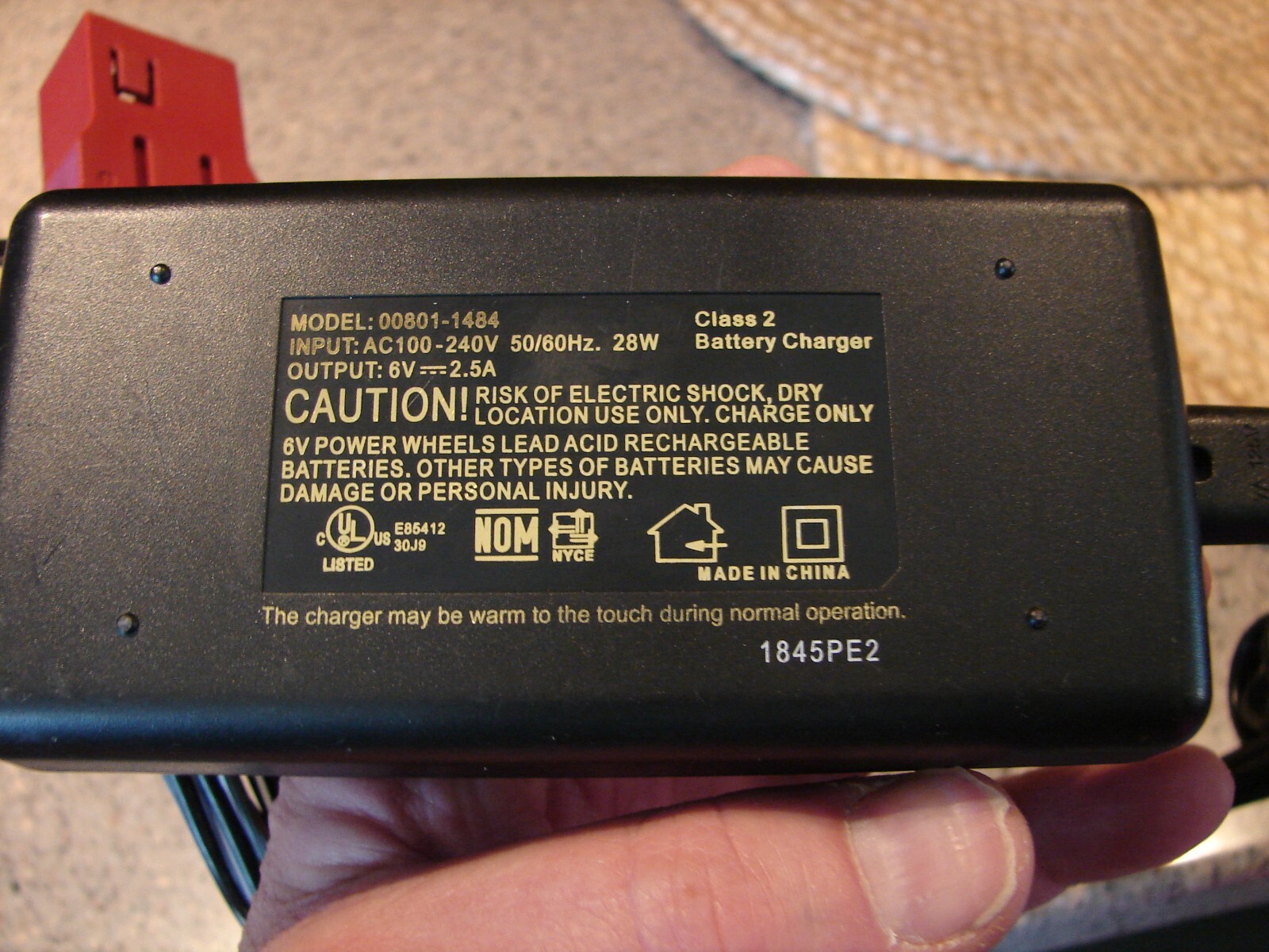 OEM Power Wheels FISHER PRICE 12 Volt Quick CHARGER Battery 00801-1484 12V 2.5A