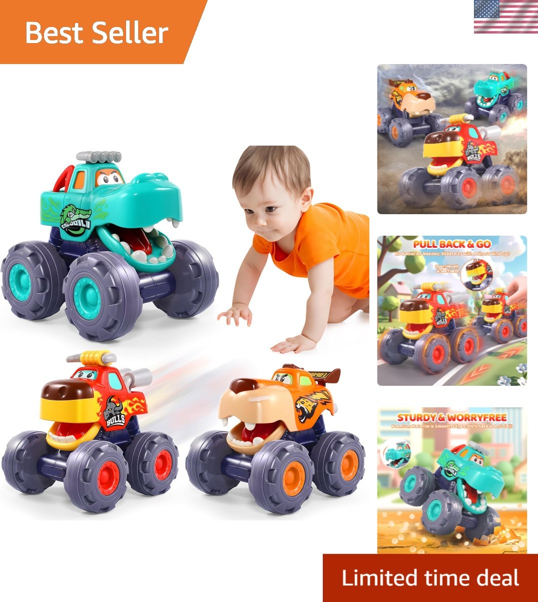 Car Toys for 1 Old Boy Gifts, Pull Back Monster Truck Toy Cars for Toddlers …