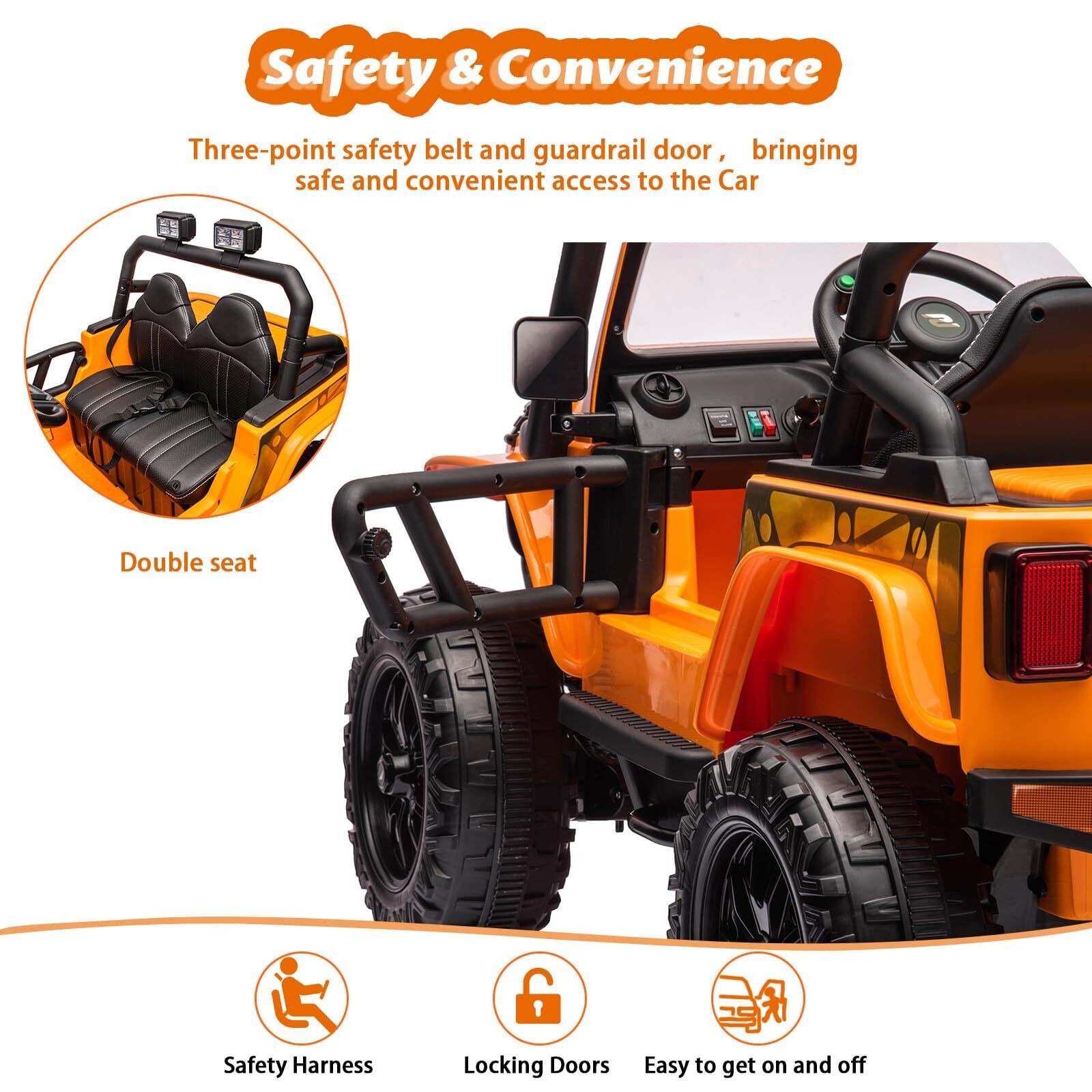 24V Ride on Car Truck for Kids Toy Car with Remote Control, Music, LED Lights