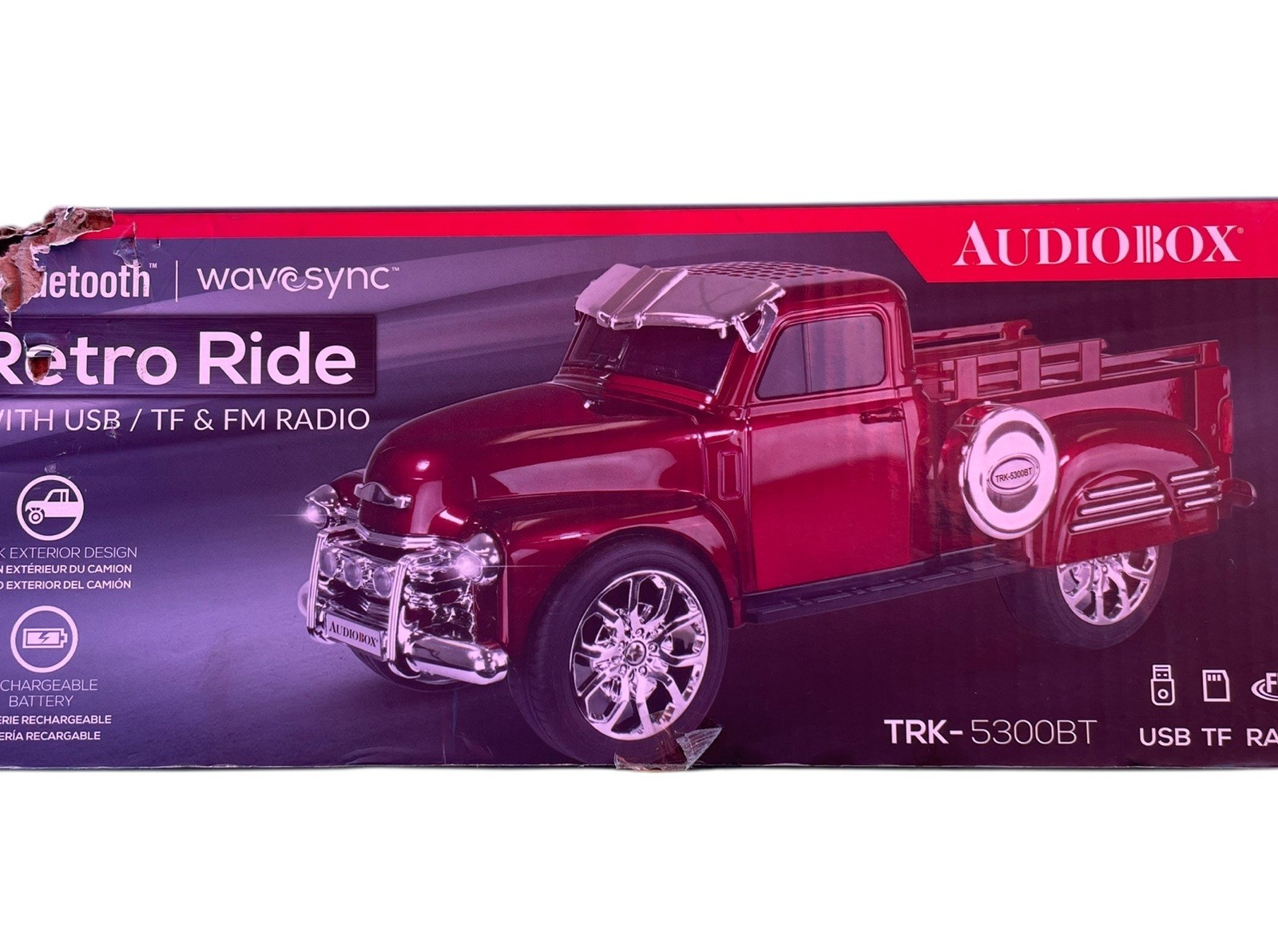 New -FM Radio -Bluetooth Speaker-Red Truck – RED TRK-5300BT Rechargeable Battery