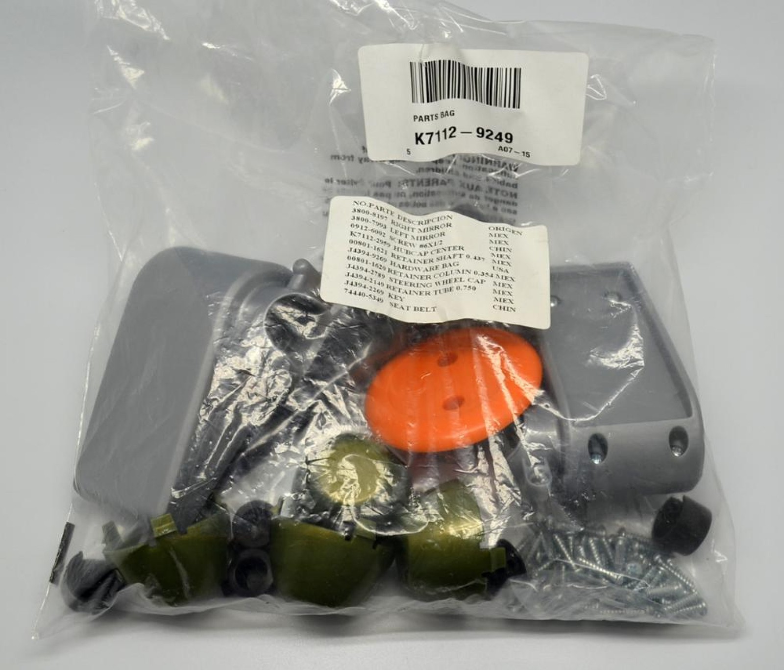 Appliance Factory Parts K7112-9249 Parts Bag for Hurricane