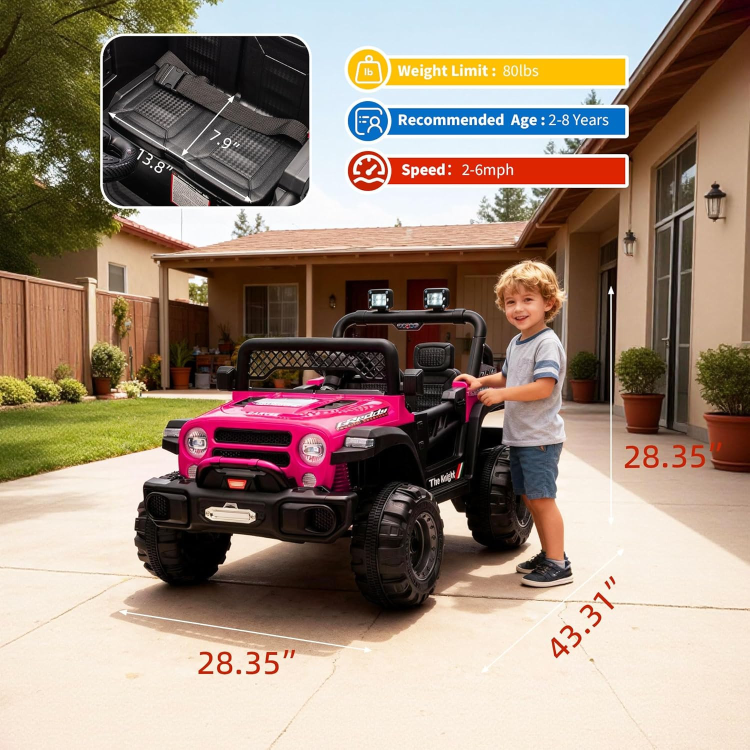 12V Ride on Truck，Kids Electric Car with Parent Remote Control| Features 3 Speed