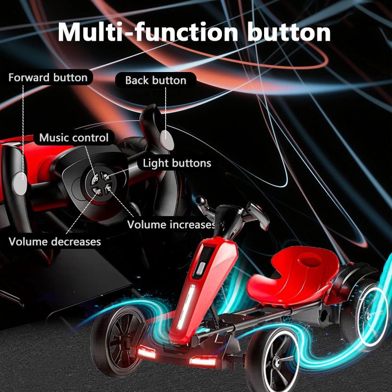 12V Electric Go Kart for Kids with Adjustable Seat Kids Pedal Go Kart, Red