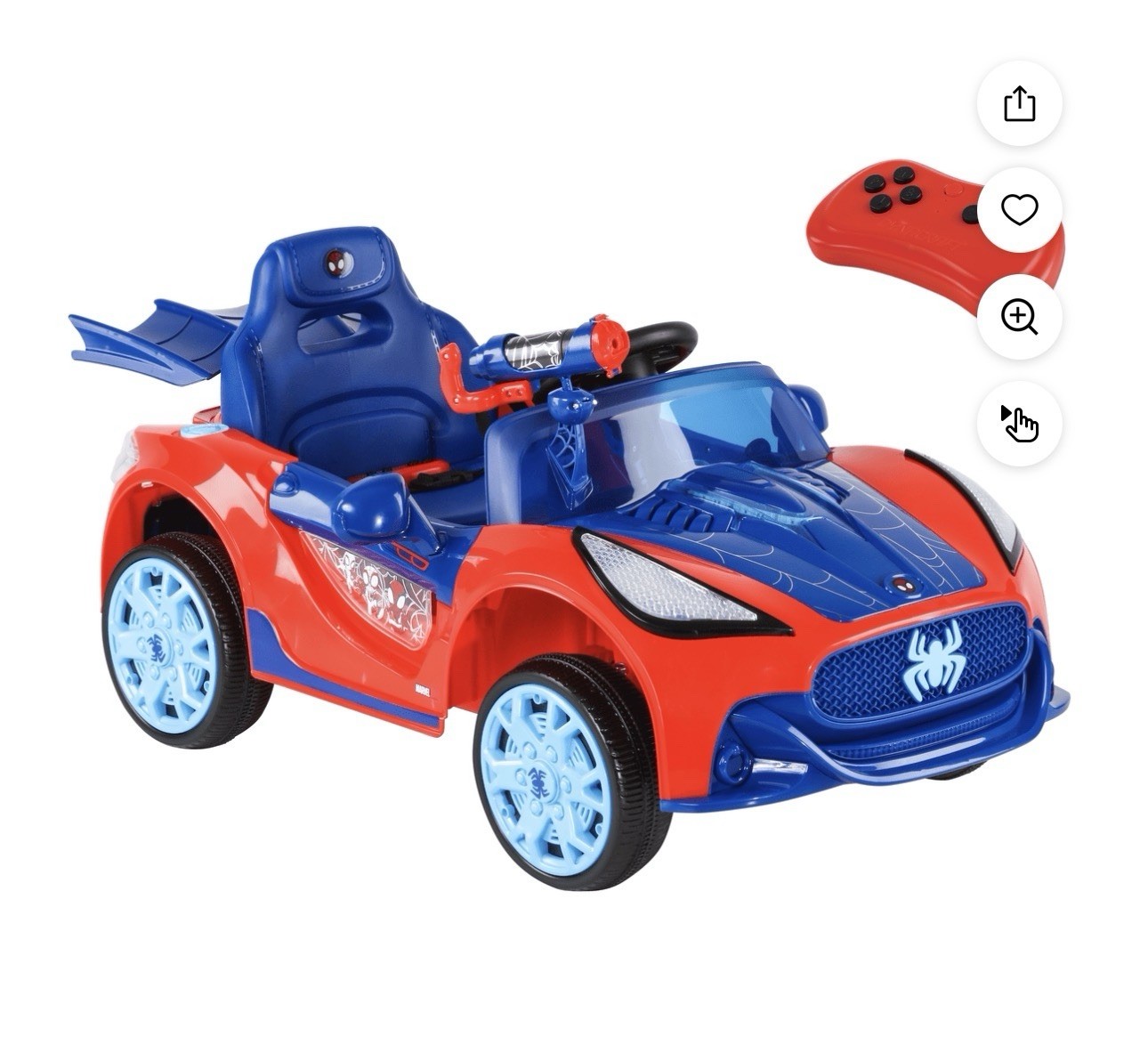 Dynacraft Spider-Man 6V Super Car Ride-On with Remote, Marvel Spidey and Friends